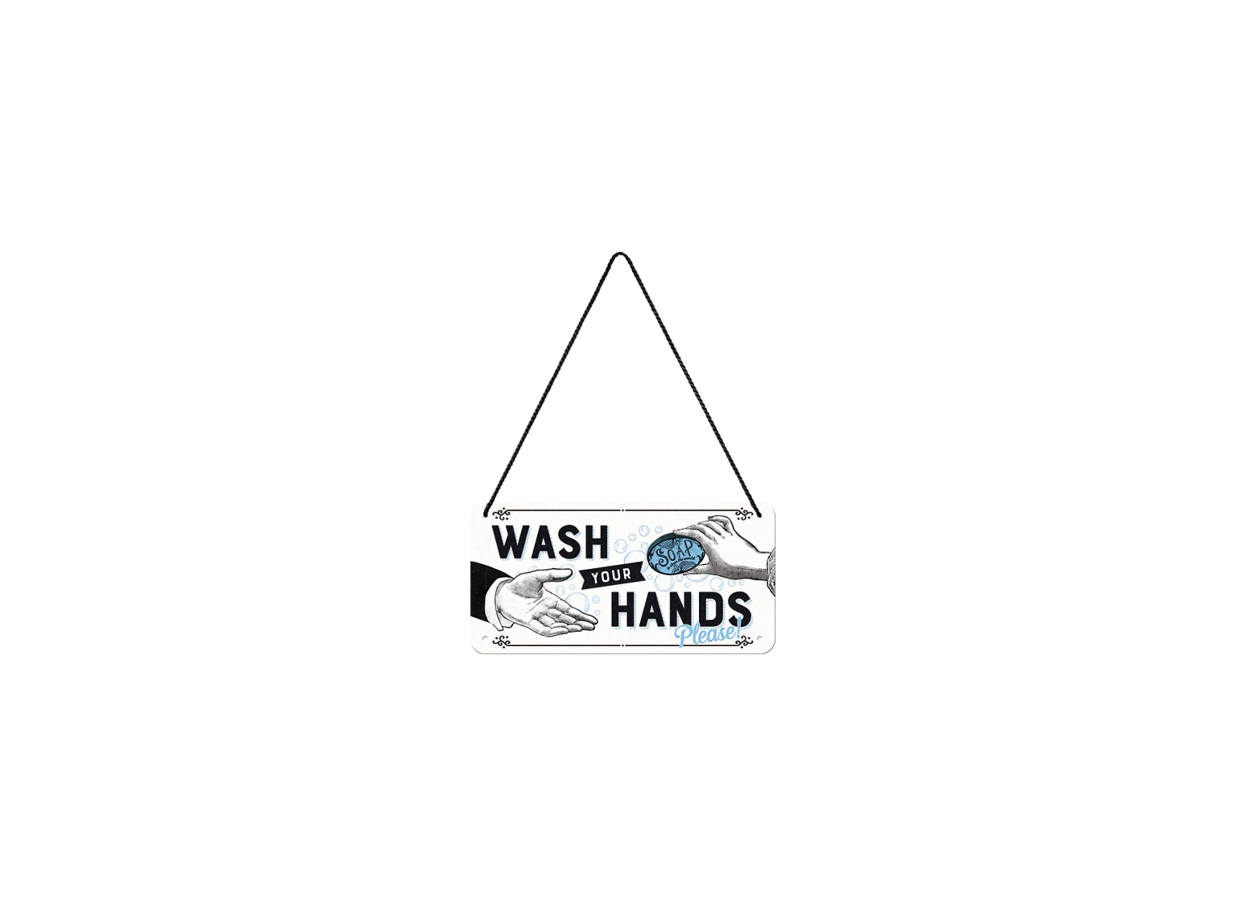Plakkaat 10x20cm Wash Your Hands Please