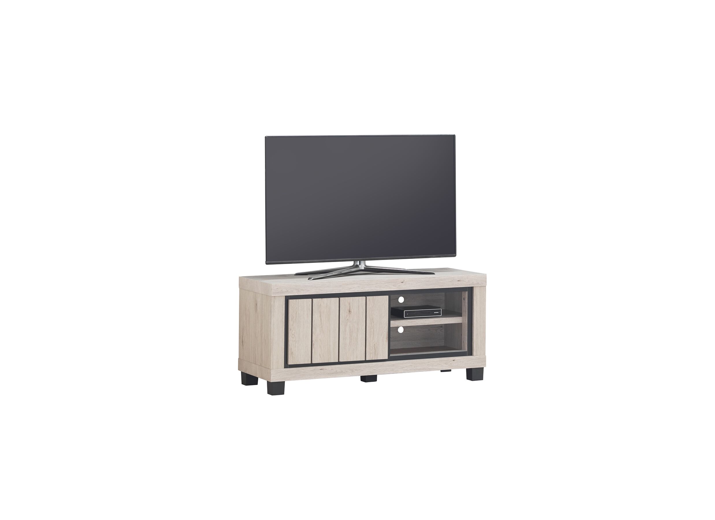 Tv-meubel Eureka 120cm - meubelplaat - natural oak & black