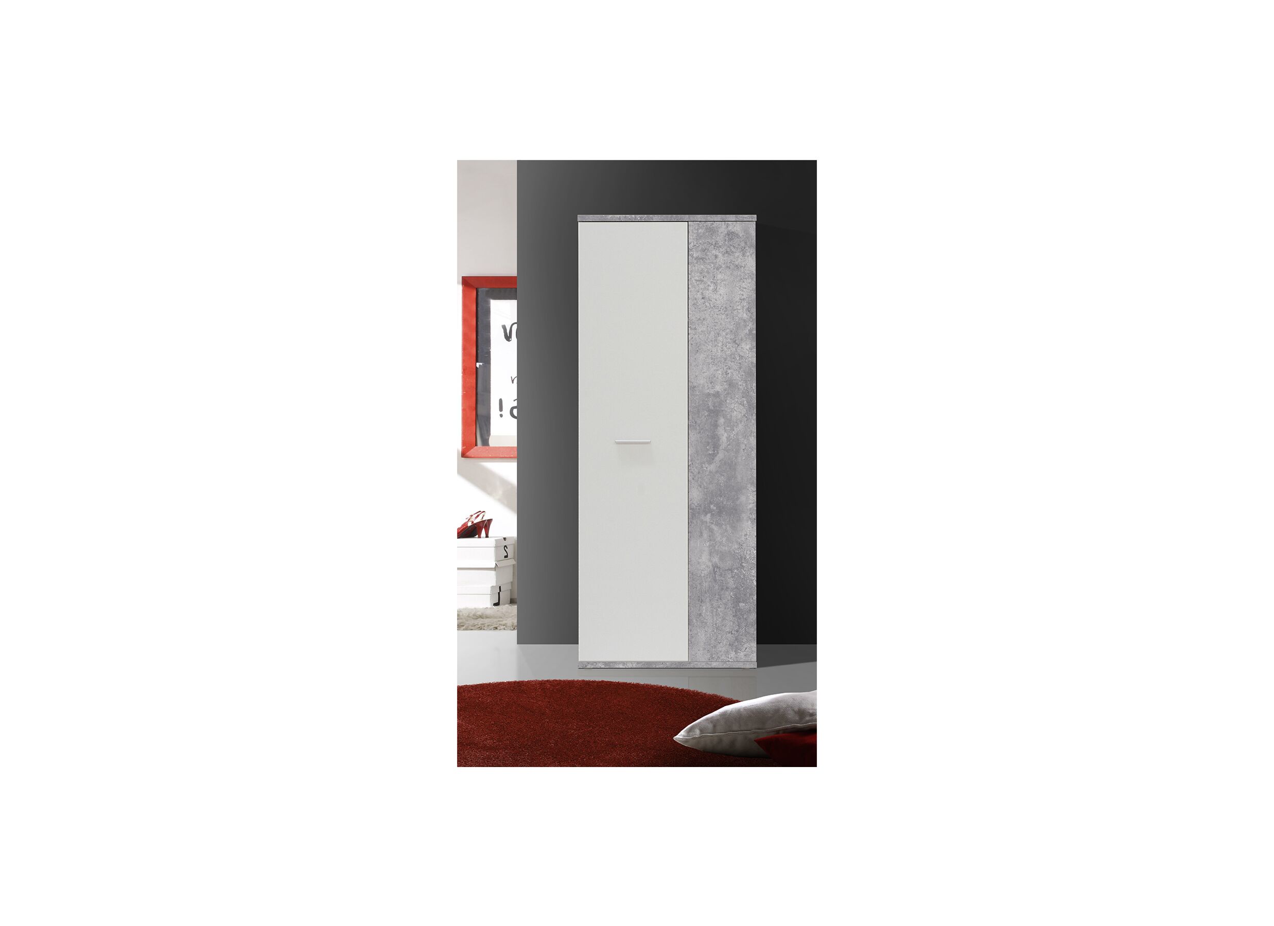 Armoire à chaussures 69x179x35cm - Armoire à chaussures 69x179x35cm - panneau décor - blanc/béton