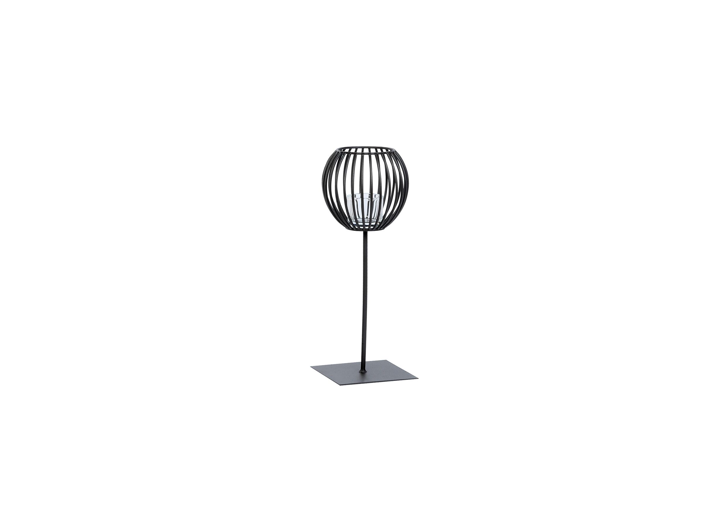 Windlicht Pino H55cm - metaal & glas - zwart - Porte-bougie Pino H55cm - métal & verre - noir