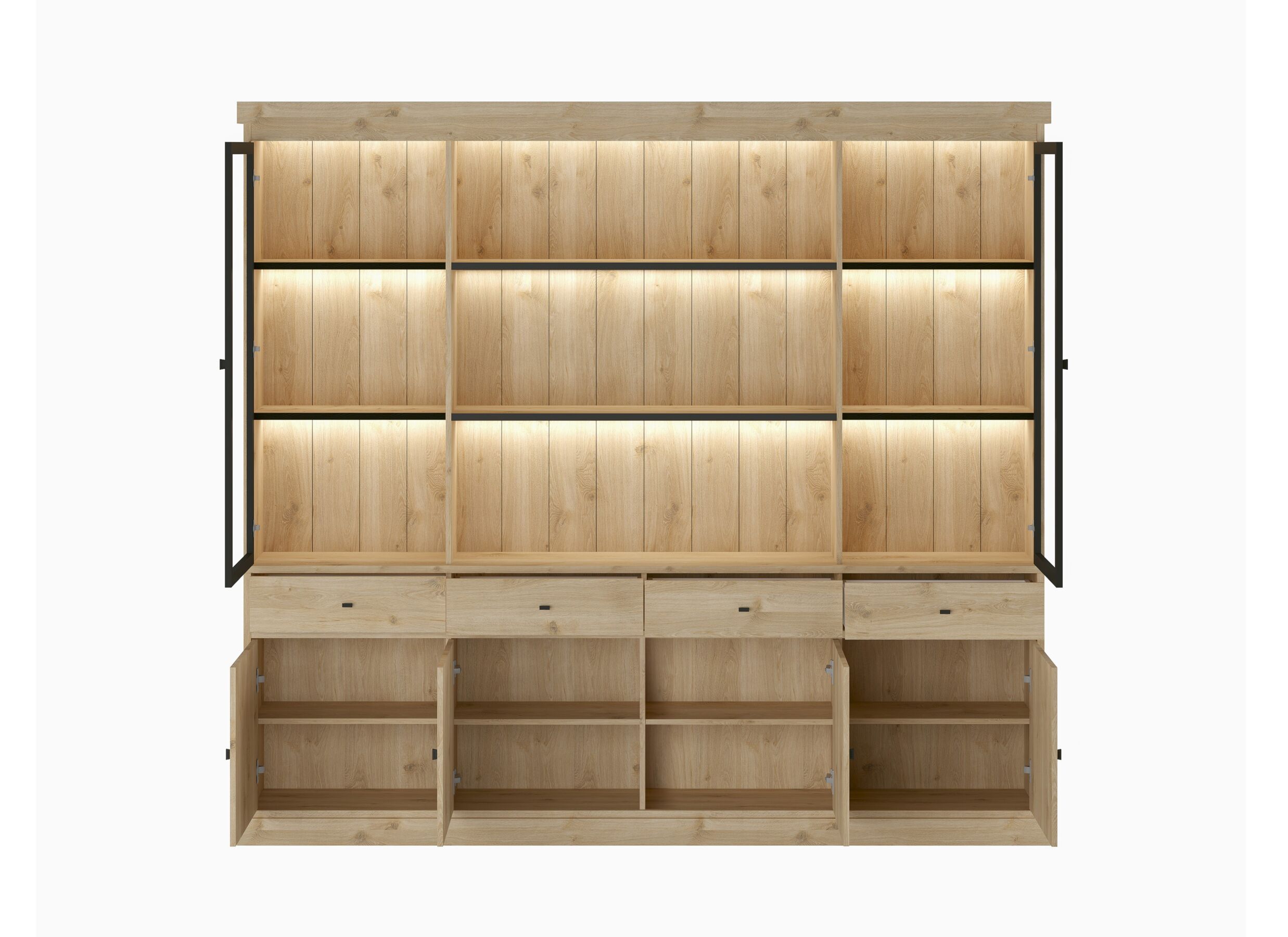 Disposition - Vitrine Valencia 240cm - mélamine - chêne clair