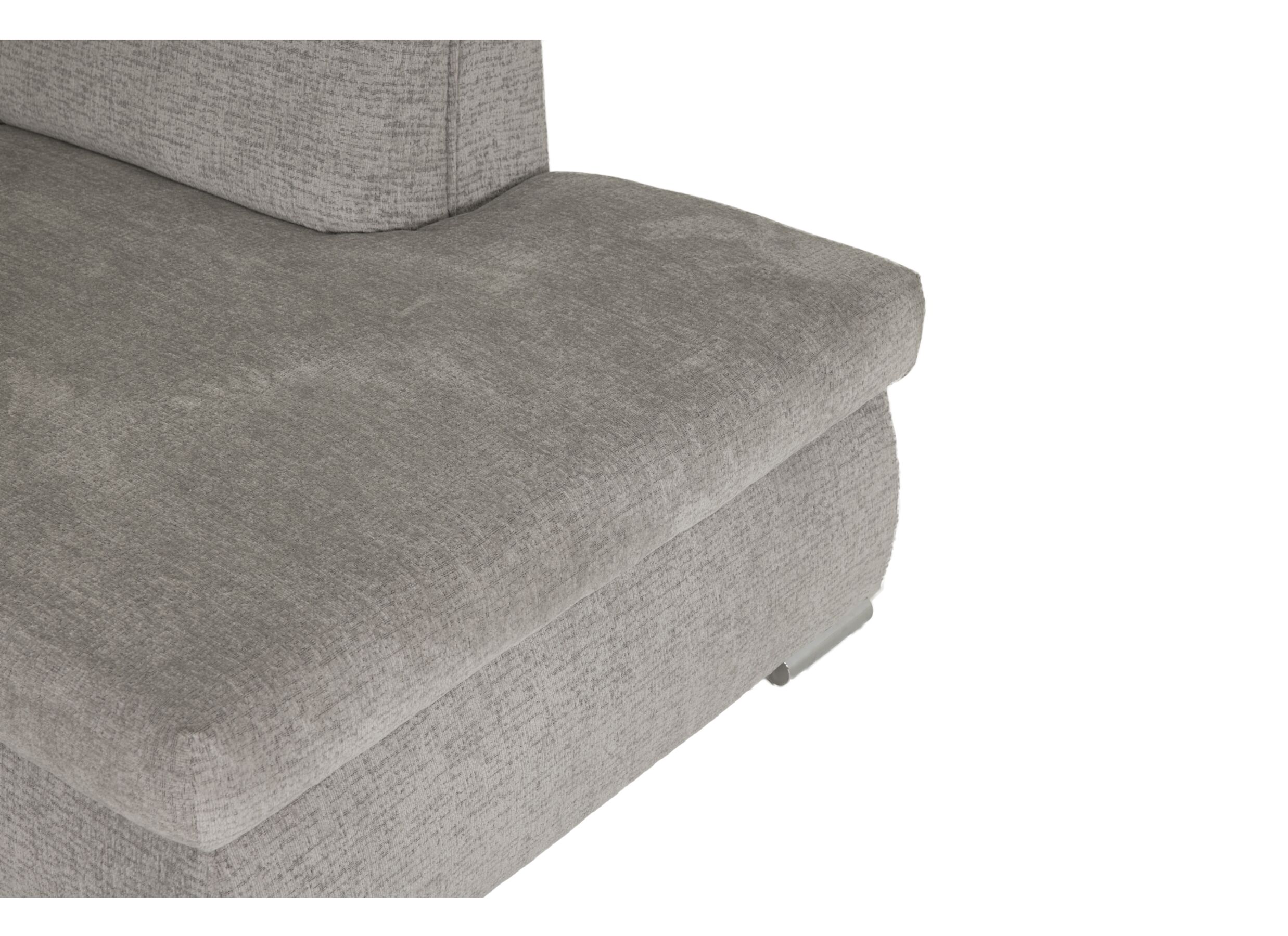 Detail - Canapé d'angle Caro 272x197cm - tissu - gris avec fonction lit et rangement