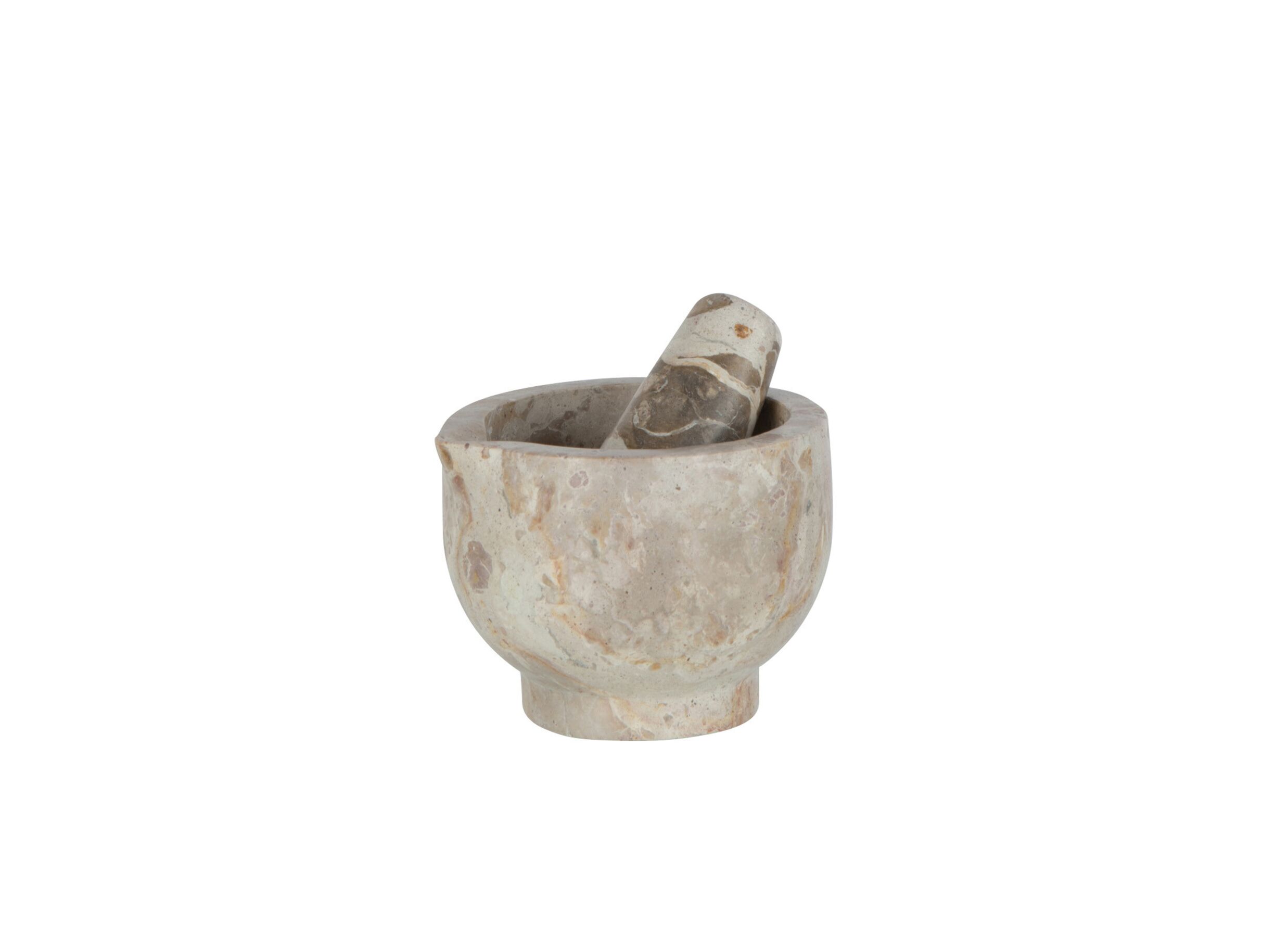 Vijzel en stamper Marmer Ø12 - Mortier et pilon Marbre Ø12,5cm - pierre - beige