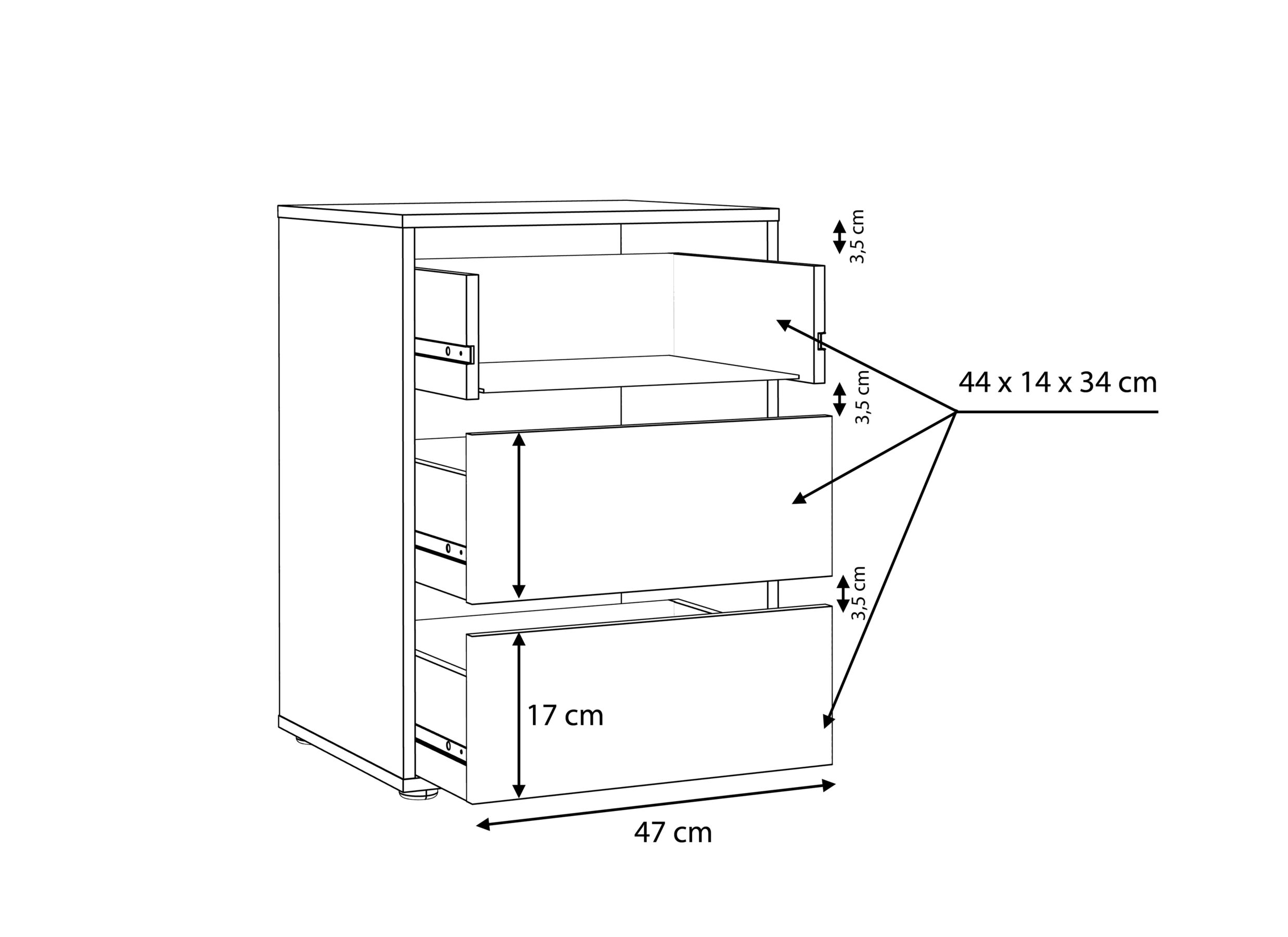 Dimensions - Commode Forte 51x40x71cm - décor - gris