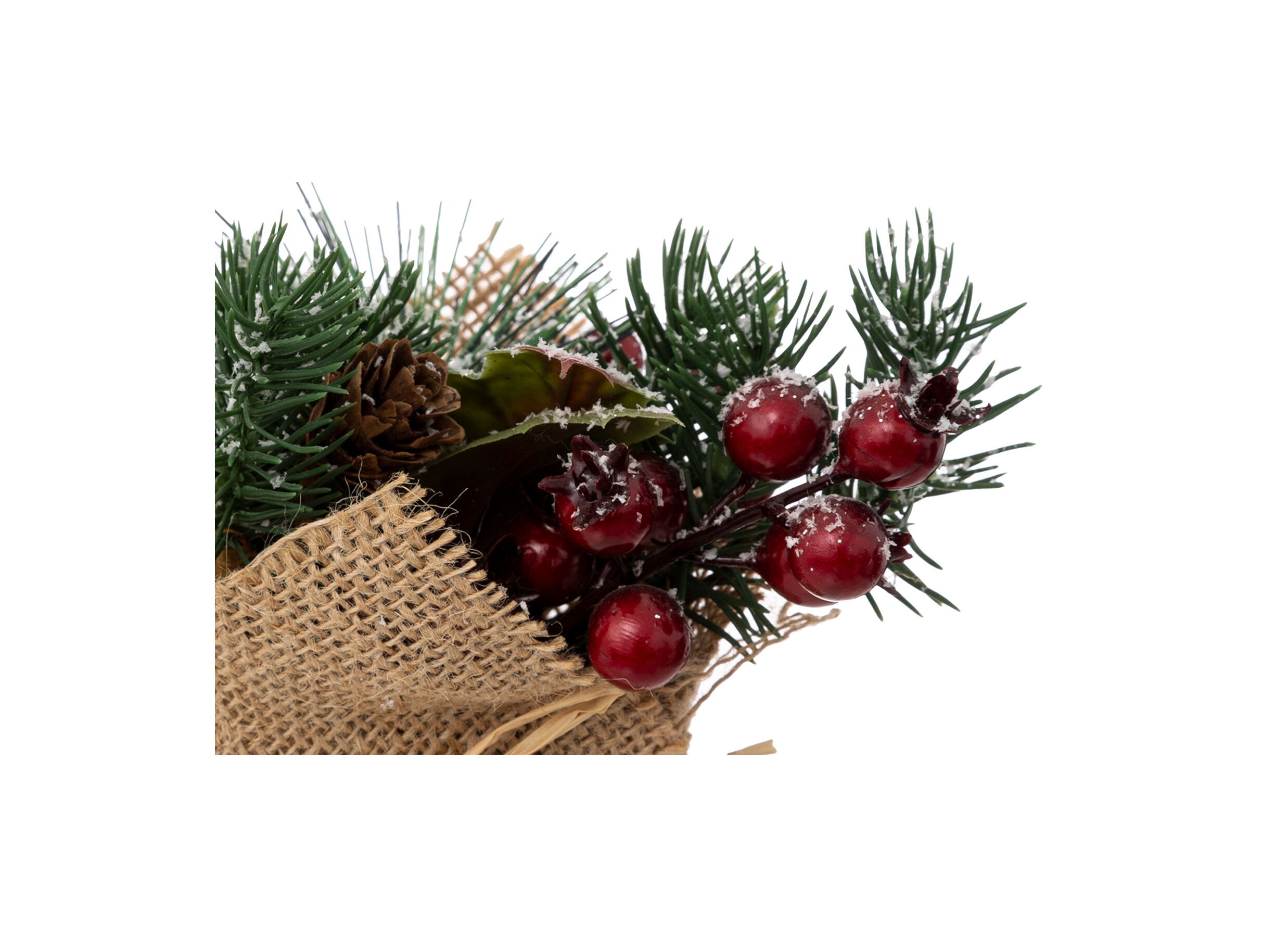 Detailfoto - Kerststukje met Jute H16cm