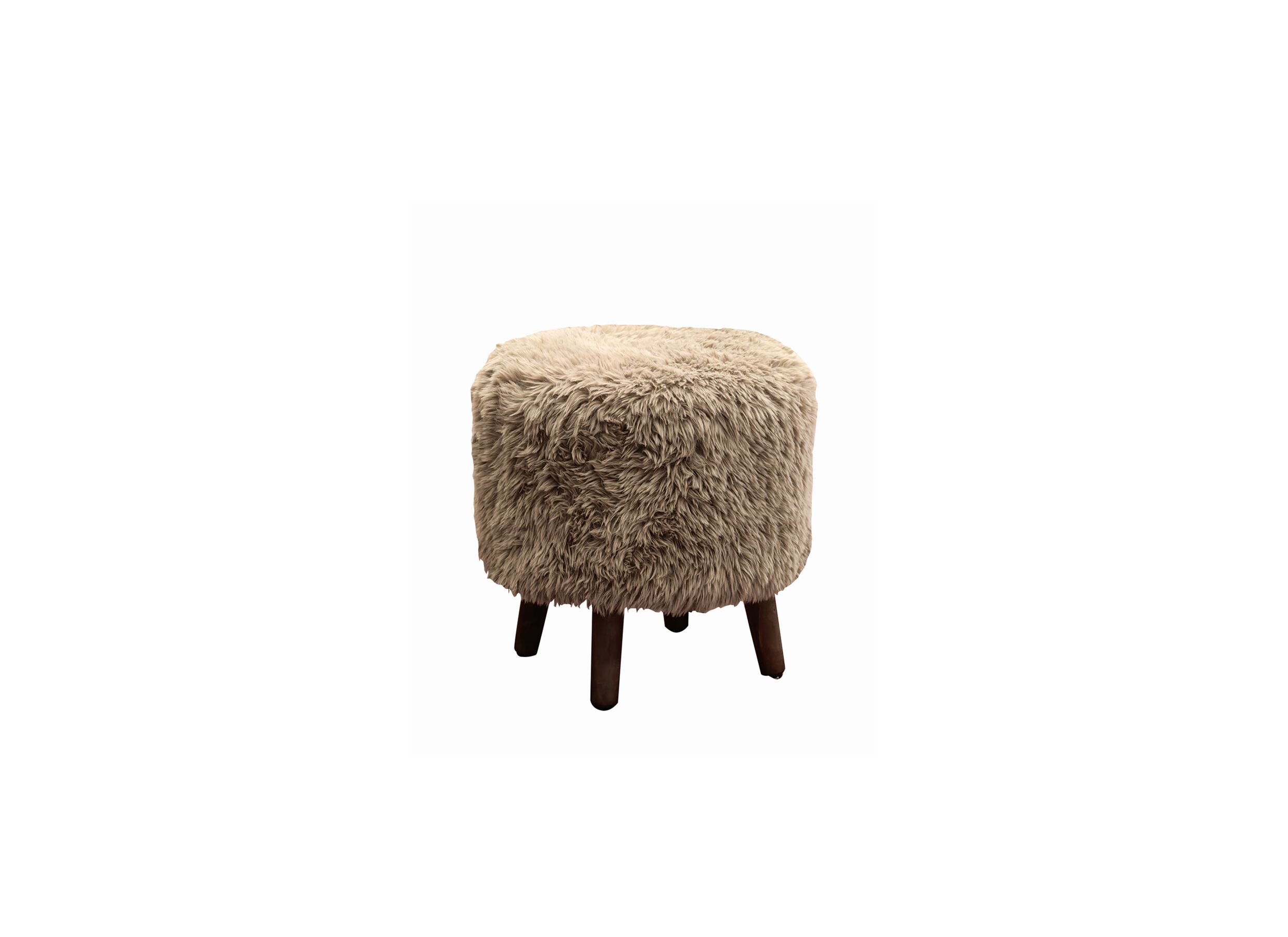 Plus Important - Repose-pieds Furry Ø38cm - polyester fibre/bois - brun