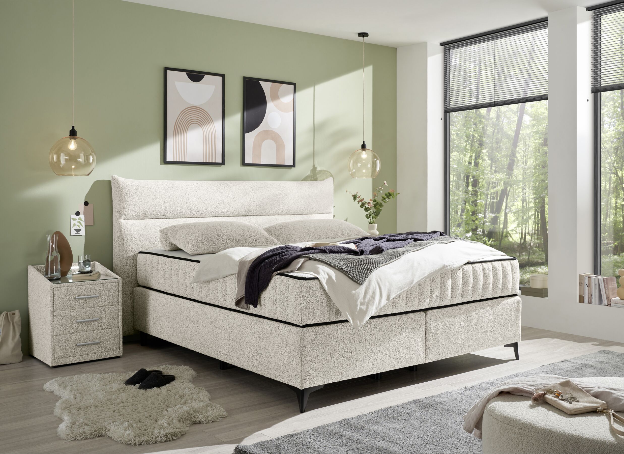 Sfeerfoto - Boxspring Vlieland 180x200cm - stof - ivoor
