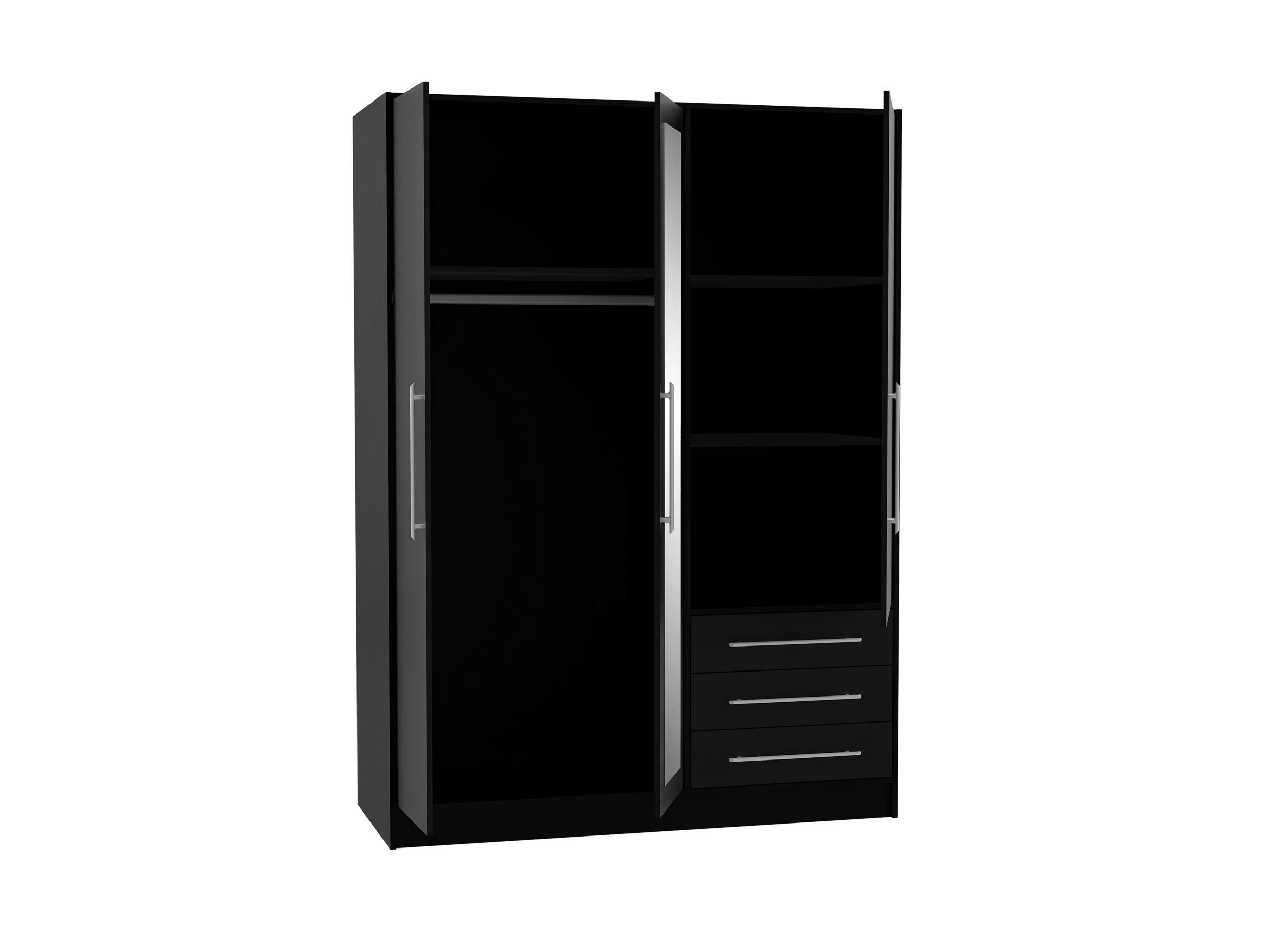 Kleerkast Jupiter 145cm - decor - zwart