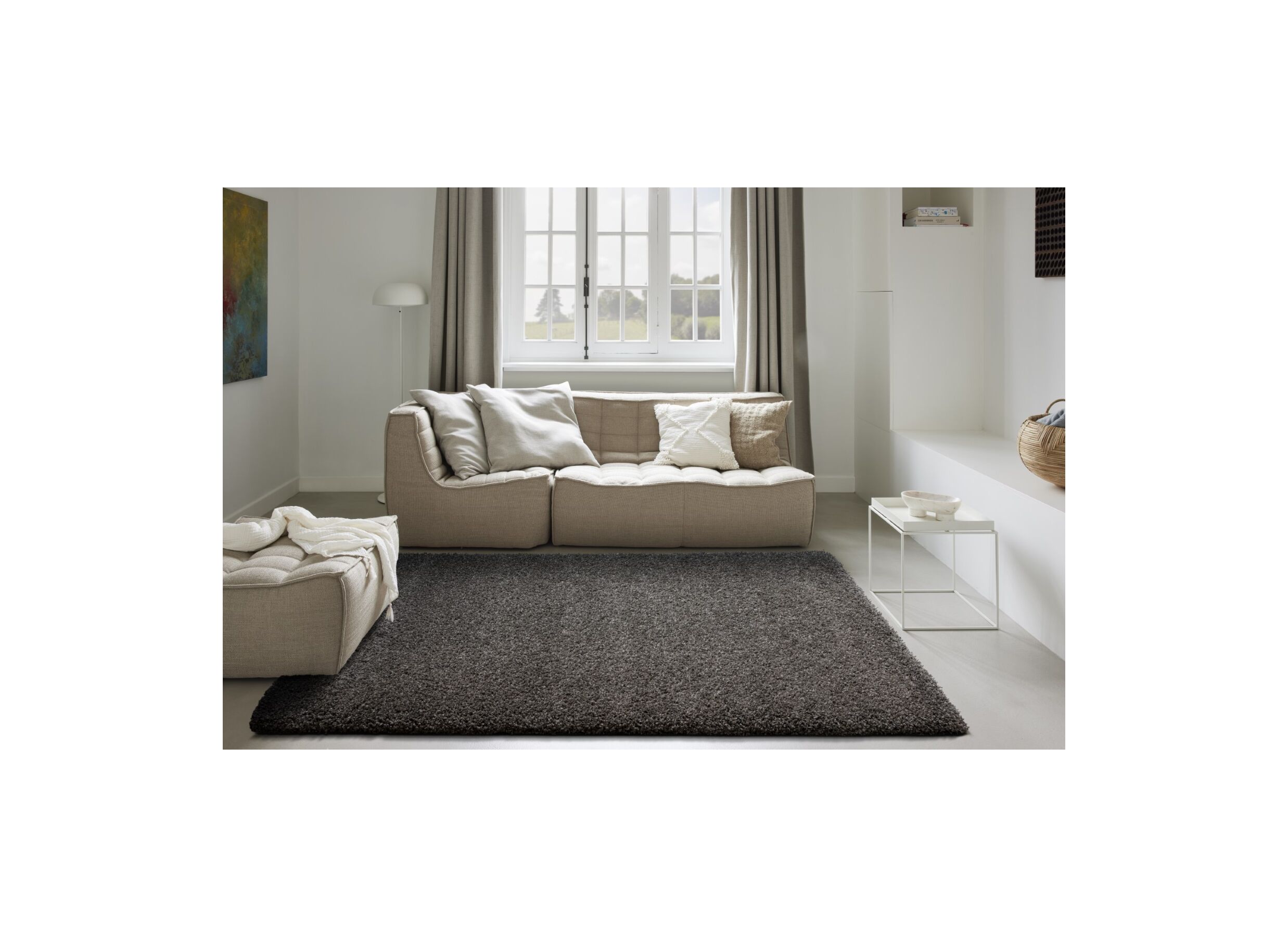Foto ambiance - Tapis Twister 160x160cm - polypropylène - charcoal