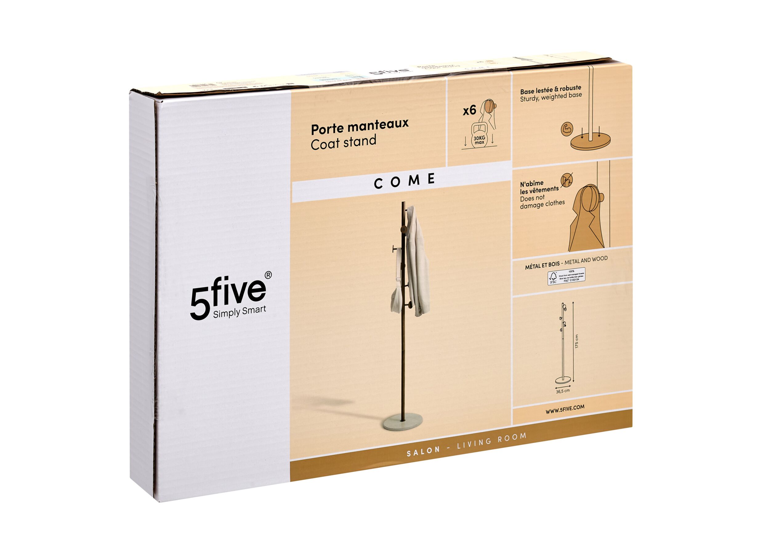 Configuration - Portemanteau Come H175cm - acier & composite de quartz - marron