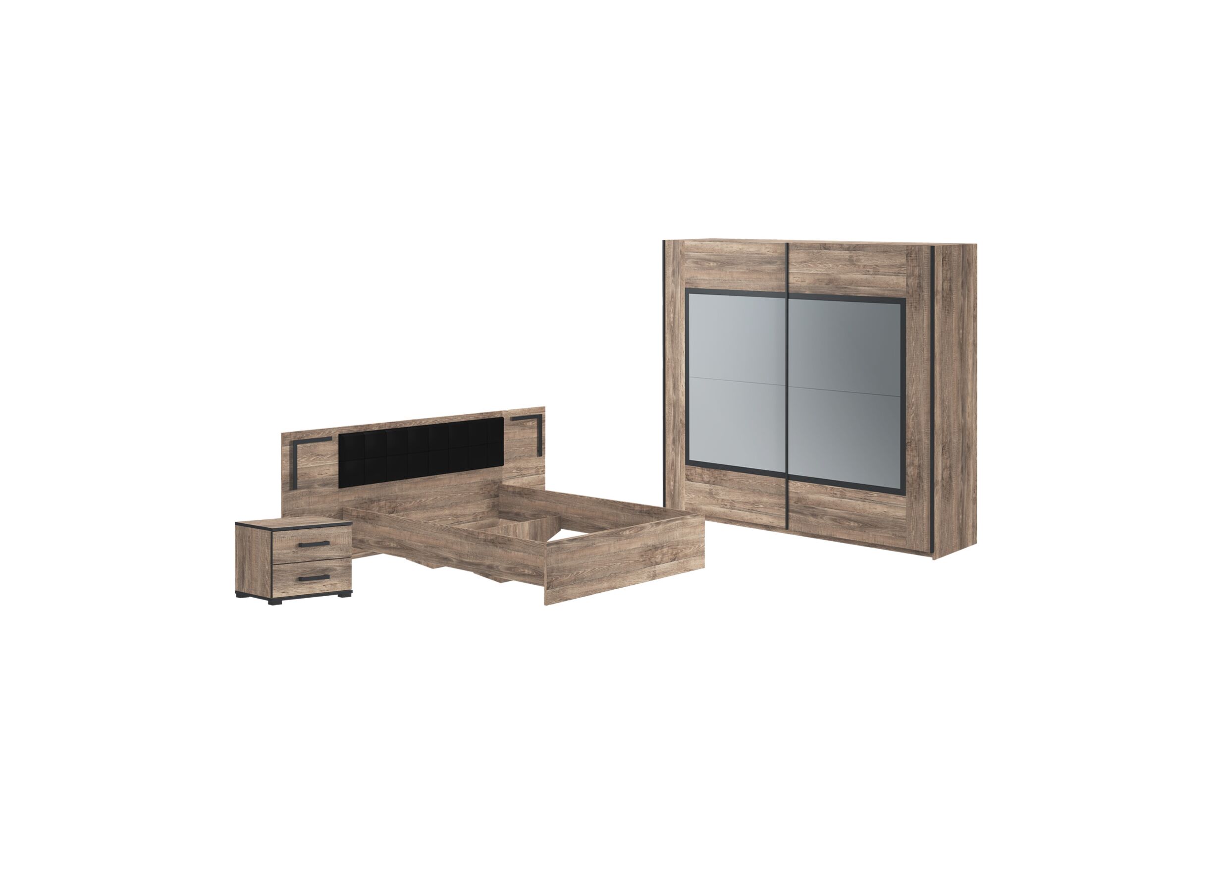 Chambre à coucher Veronique avec lit 160x200cm - armoire 244cm - Chambre à coucher Veronique avec lit 160x200cm - armoire 244cm