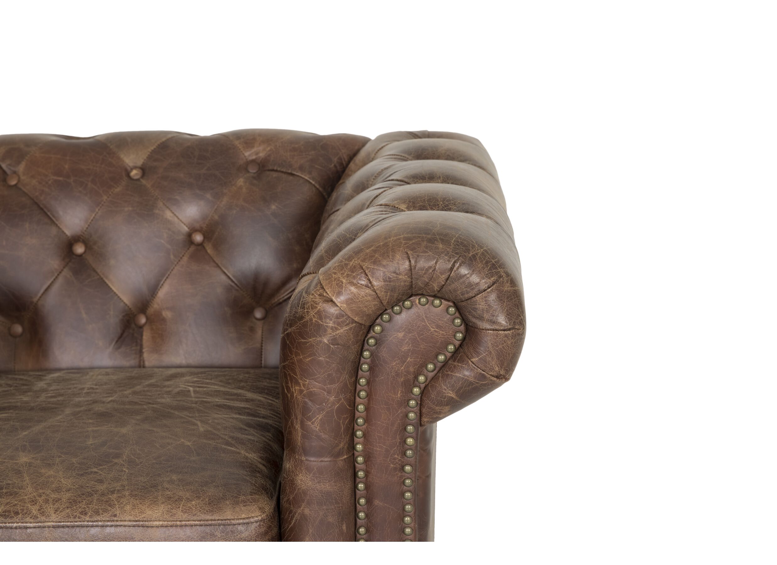 Detail - Chesterfield Stanley 1 place cuir marron
