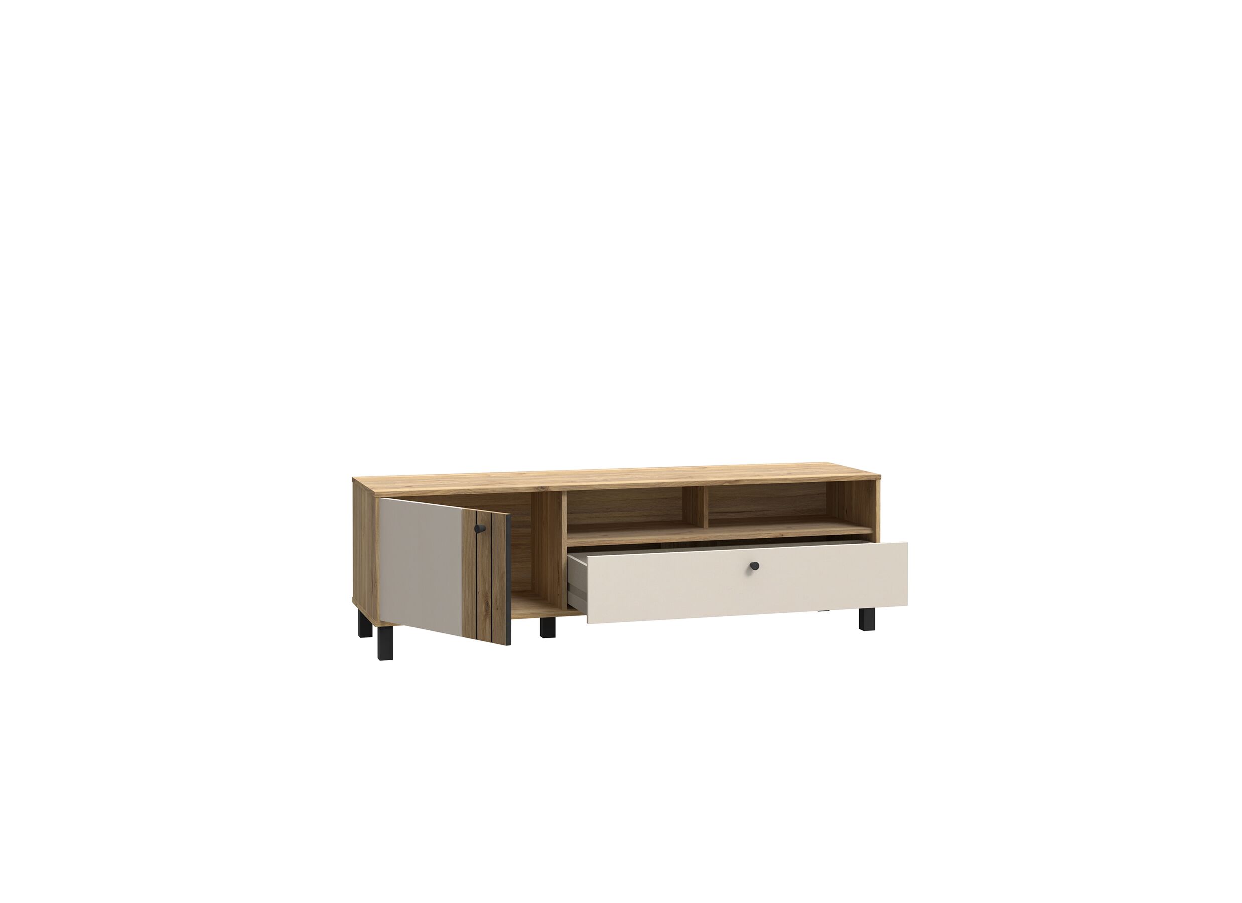 Meuble TV Killarney 158cm - décor - chêne mauvella/sable