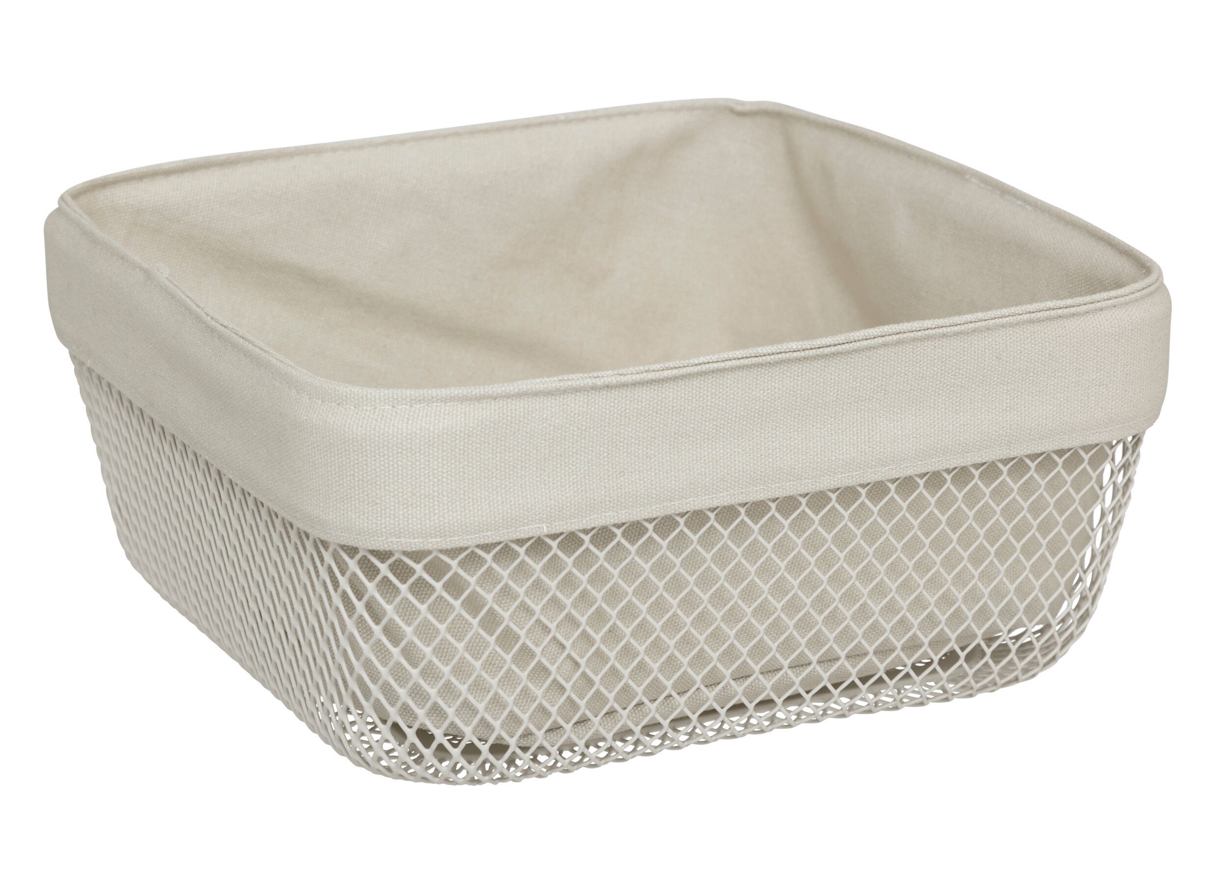 Hoofdfoto - Broodmand Mayaj 25,5x11,5cm - metaal/stof - beige