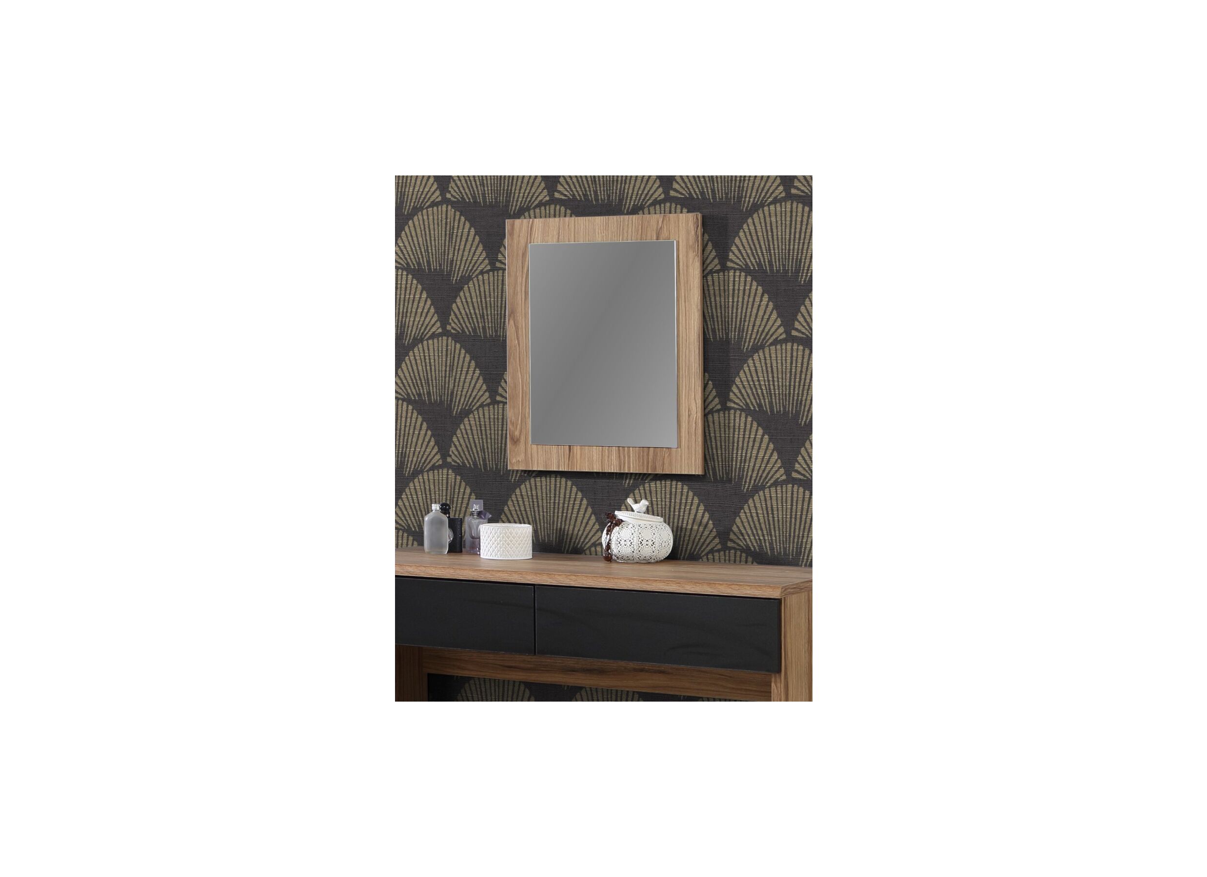 Foto ambiance - Miroir Dalate 45x54cm - panneau décor - chêne châtaignier