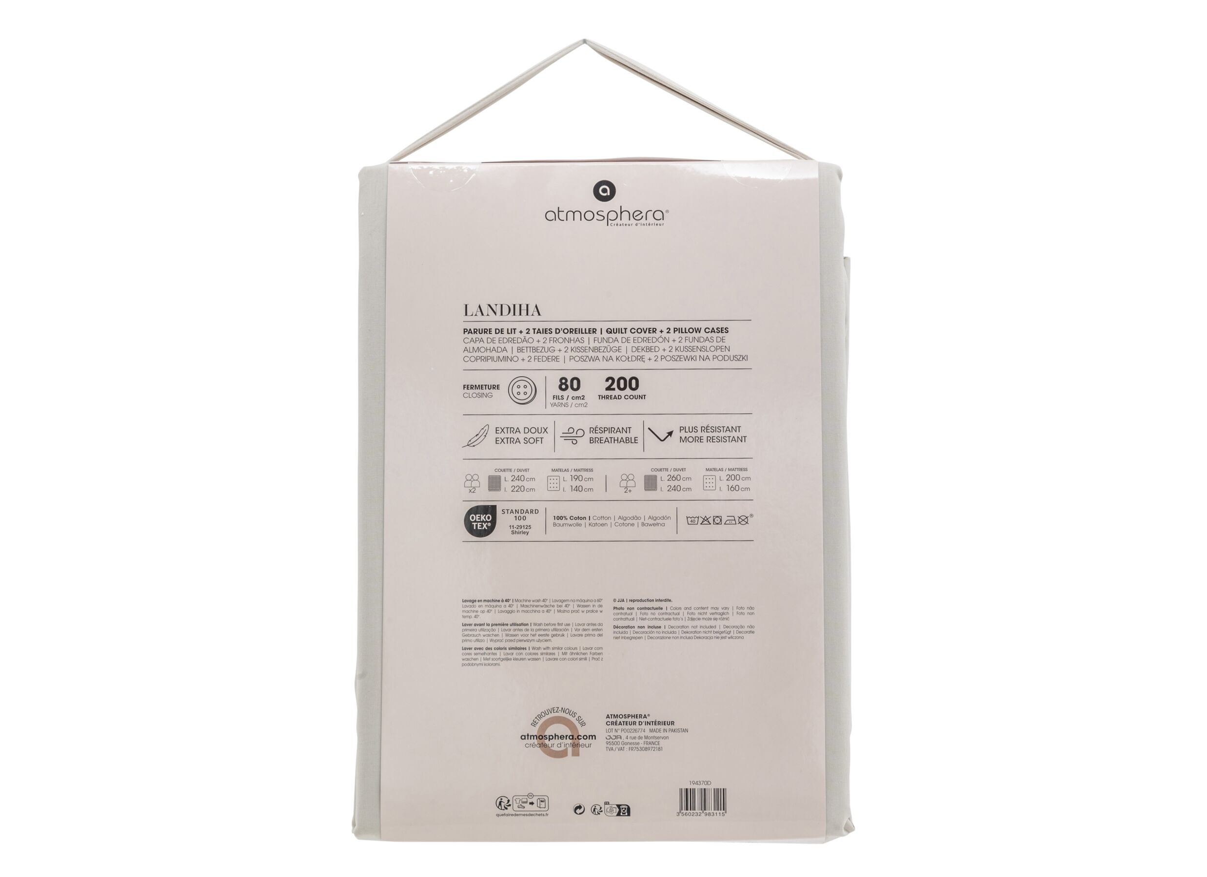 Overzichtsfoto - Dekbedovertrek 260x240cm - percale katoen - beige