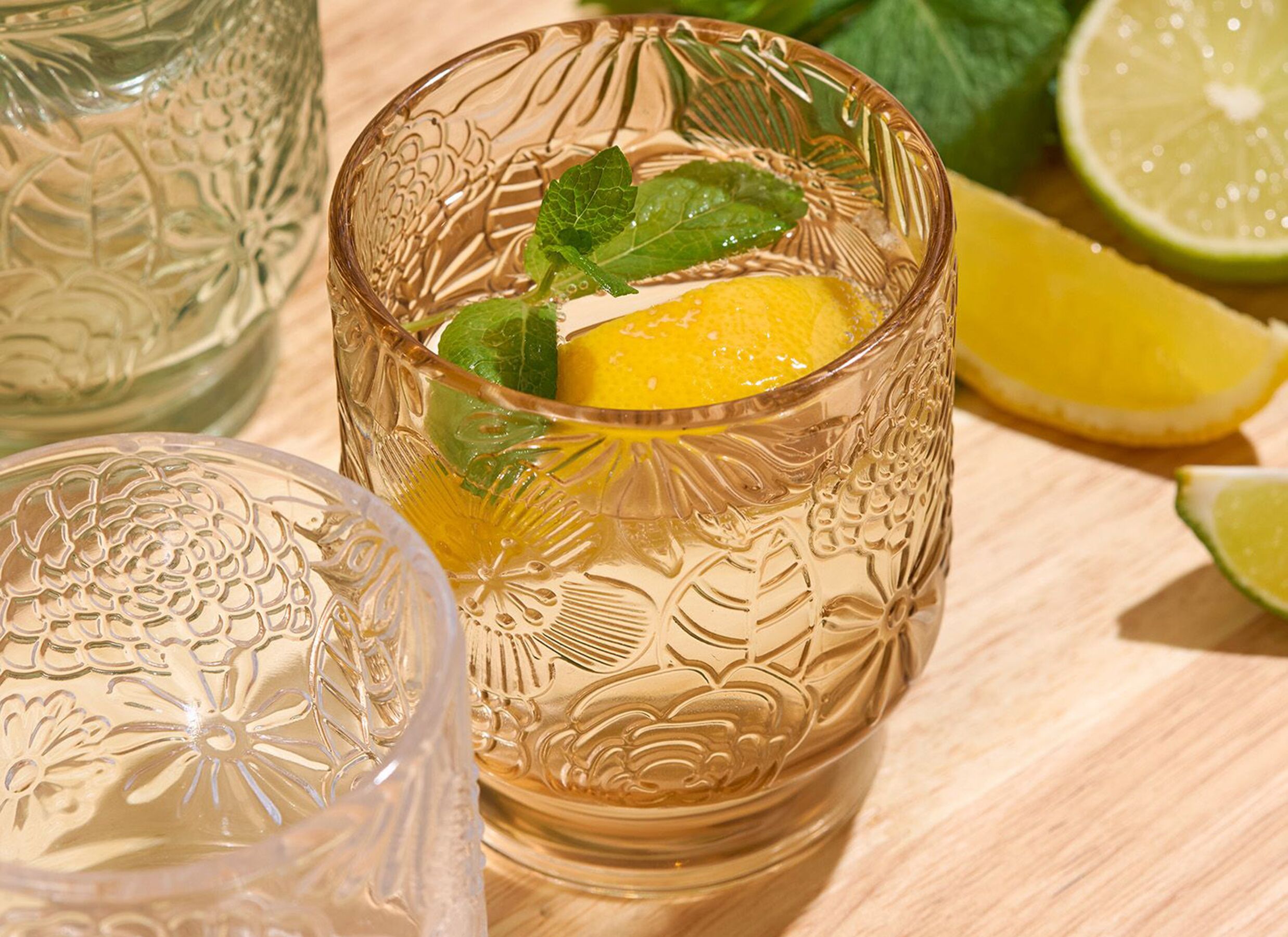 Foto ambiance - Verre Flora 30cl - verre - ambre clair lot de 4