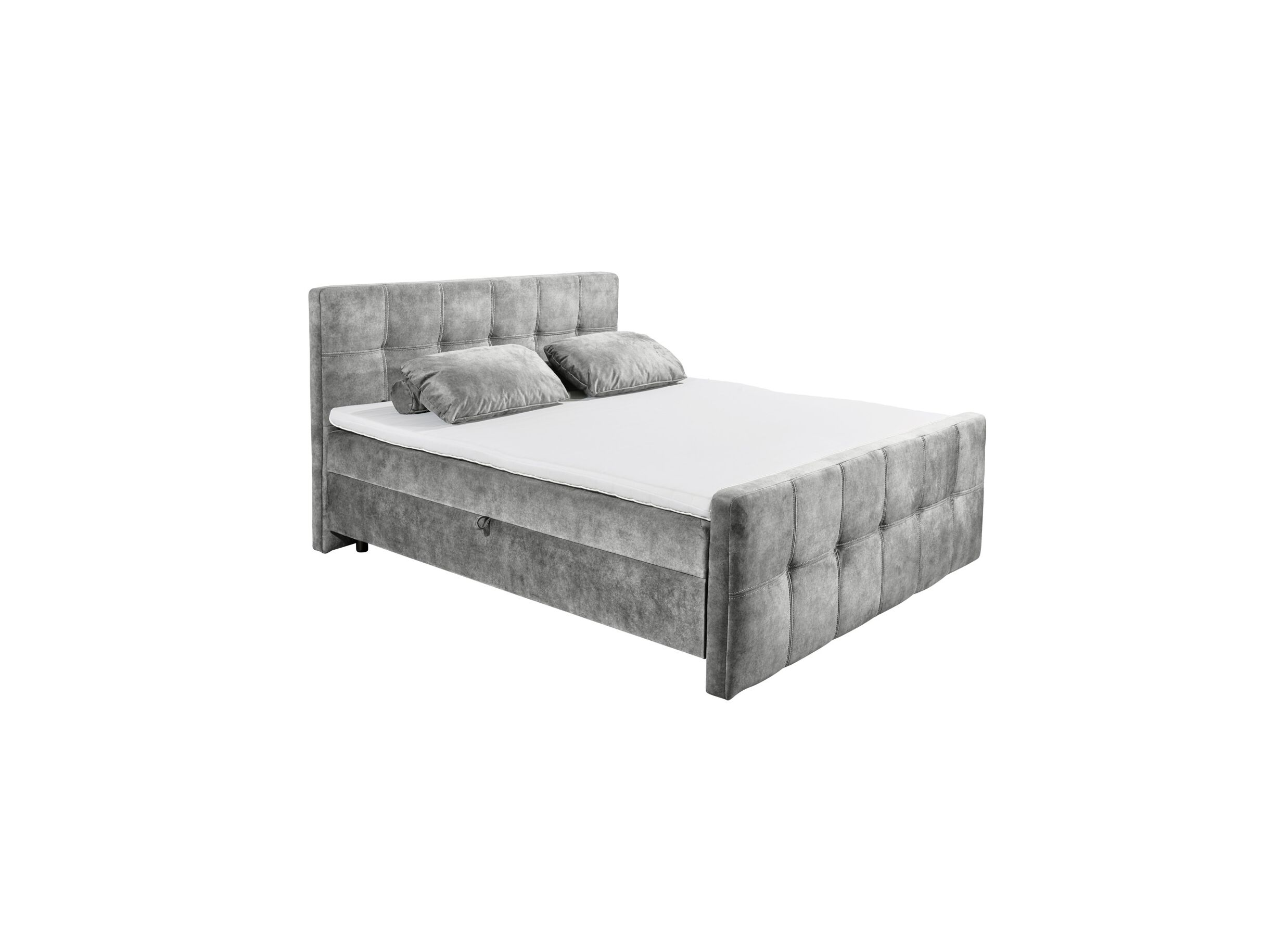 Aperçu - Lit box Valetta 160x200cm avec rangement tissu gris