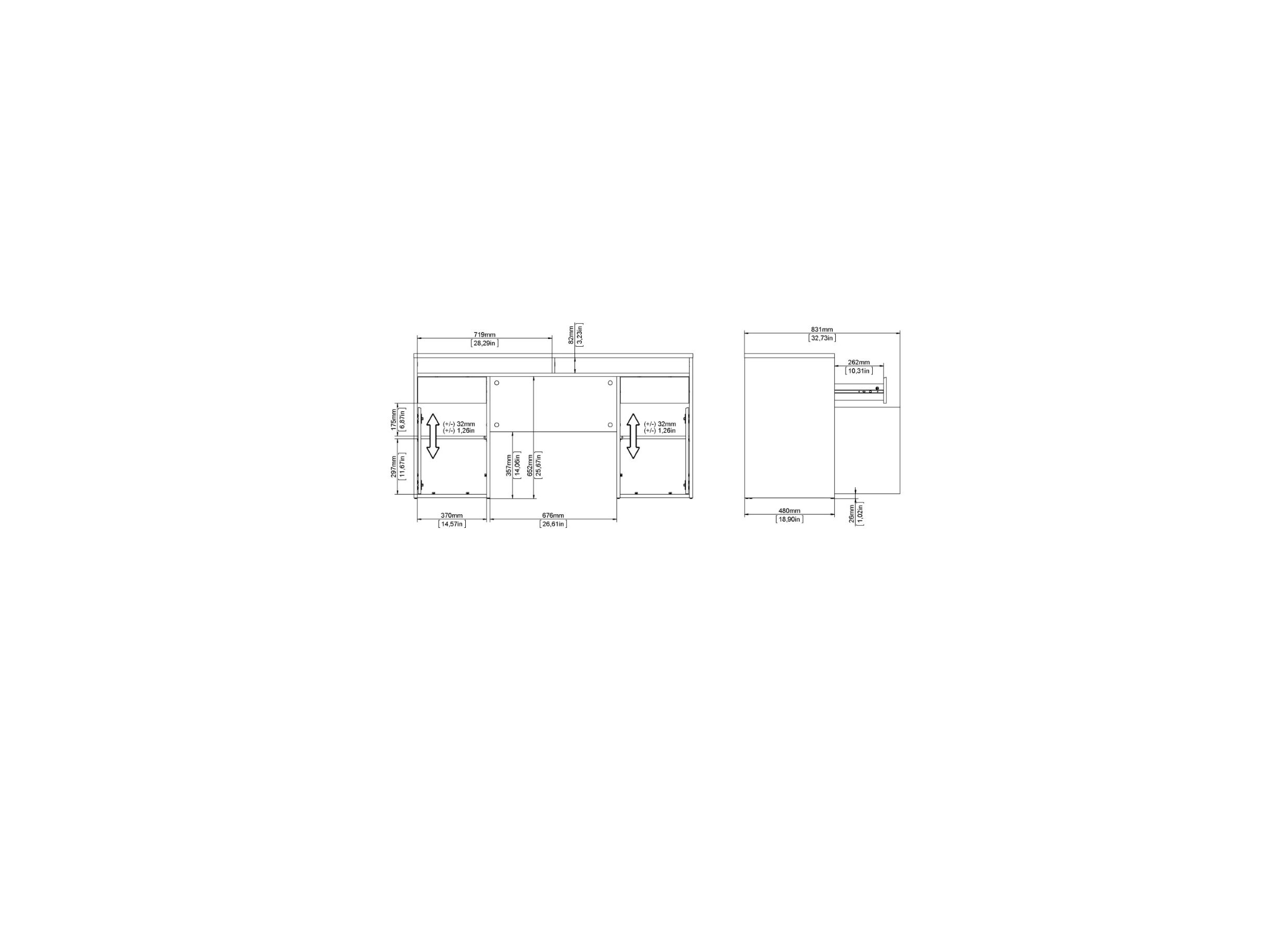 Dimensions - Bureau Function Plus 149x48x78cm