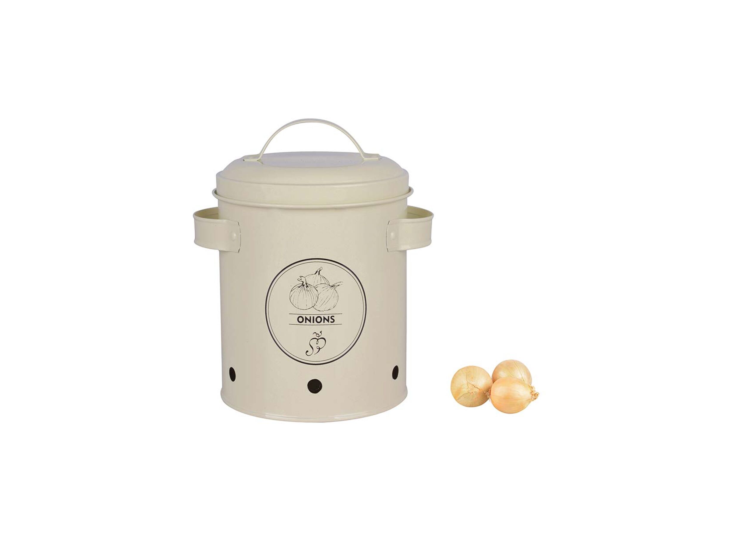 Voorraadpot voor ajuin metaal beige