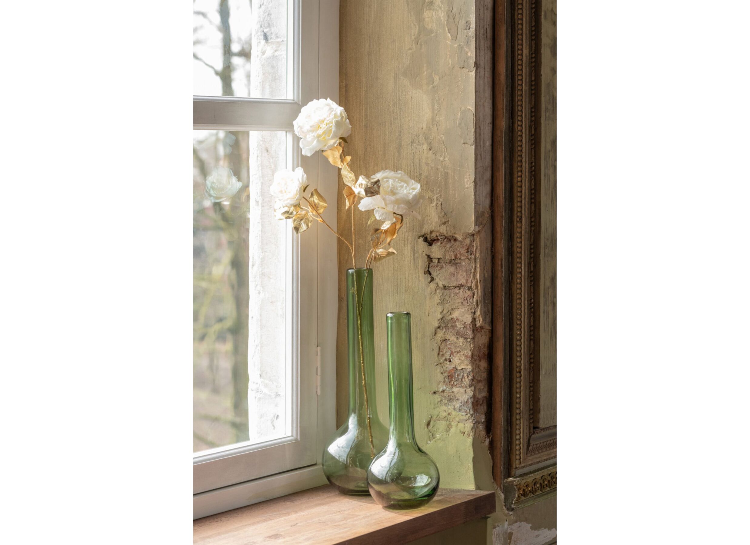Foto ambiance - Fleur artificielle Rose Chou H82cm - plastique & polyester - blanc & écru