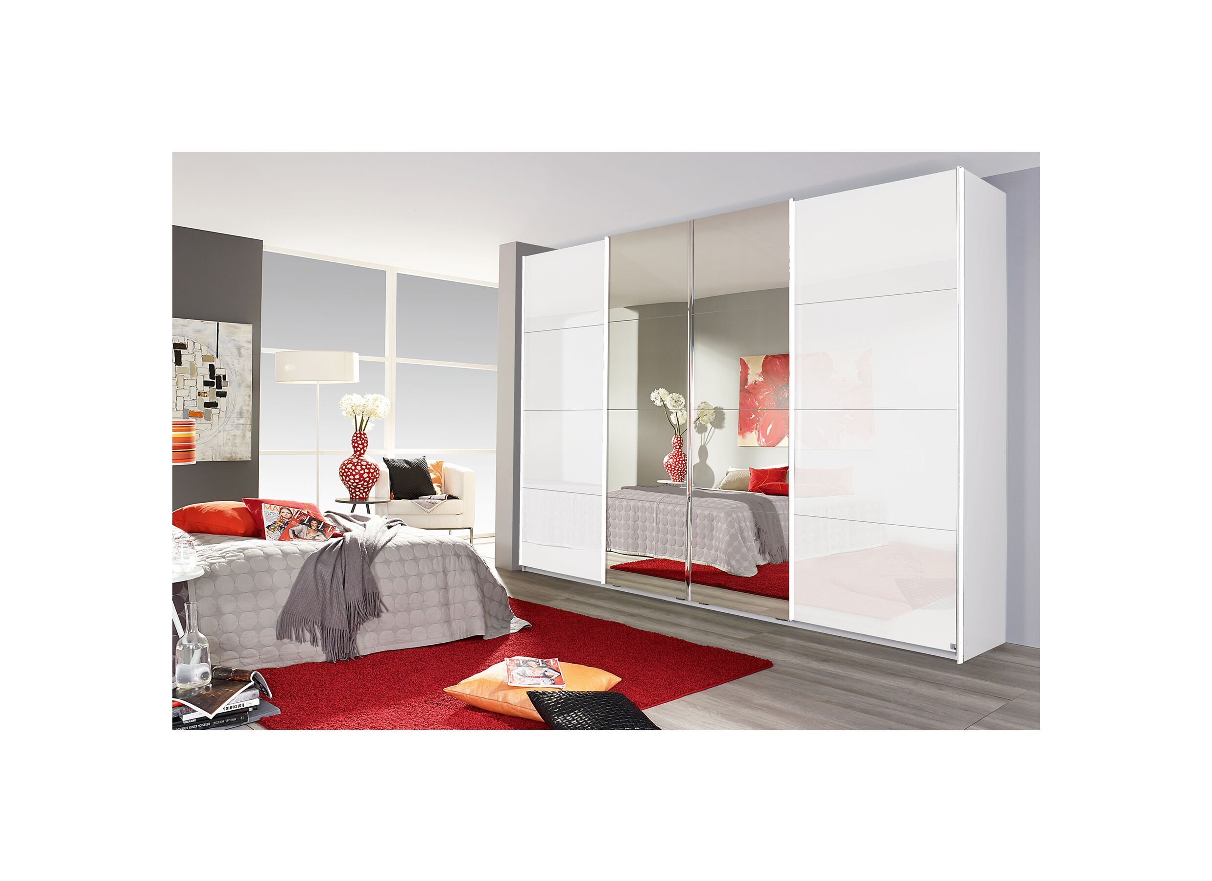 Schuifdeurkast 315cm - decor - wit