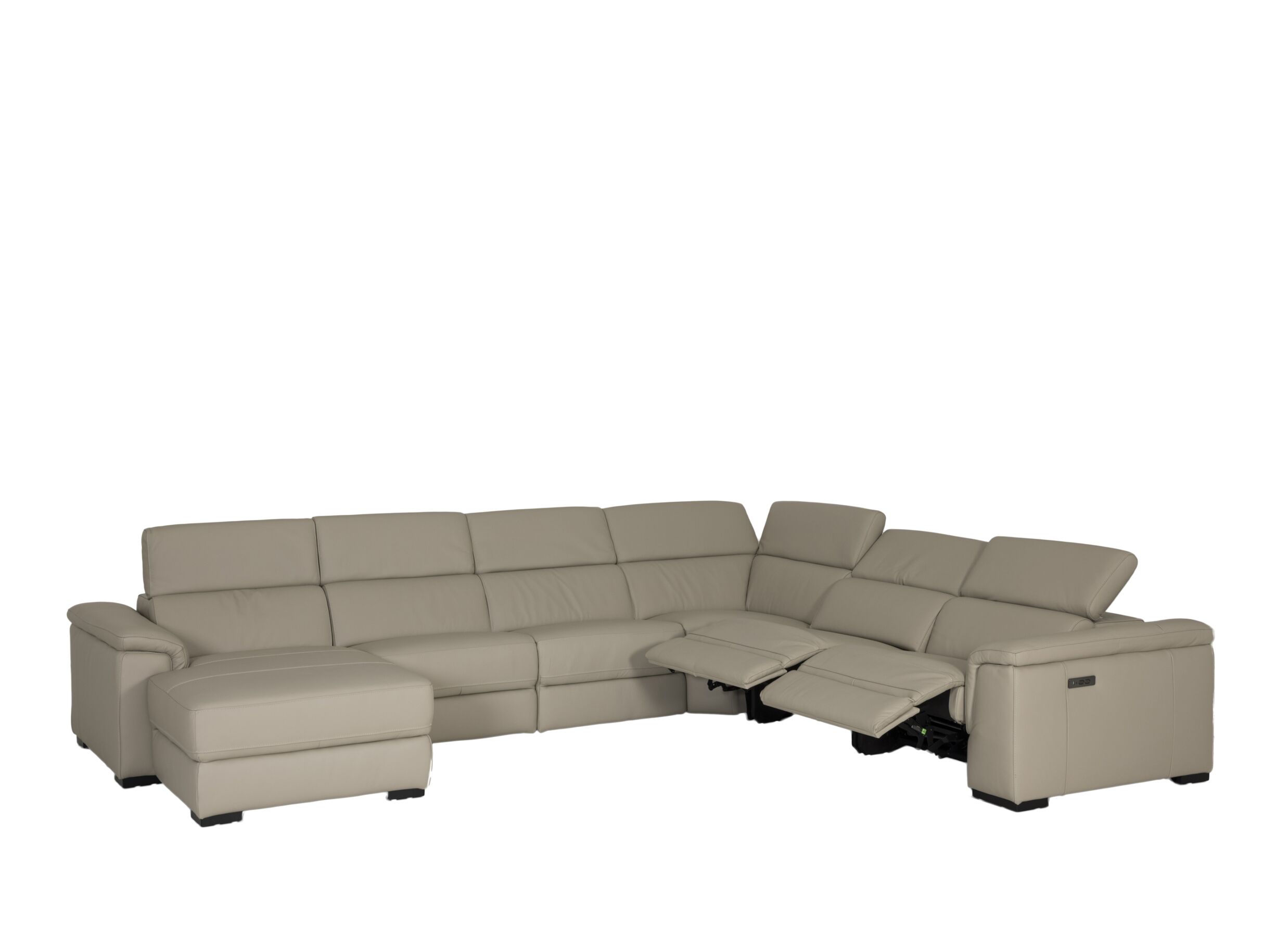 Overzichtsfoto - Hoeksalon Walk 380x303cm - leder - grijs met relax