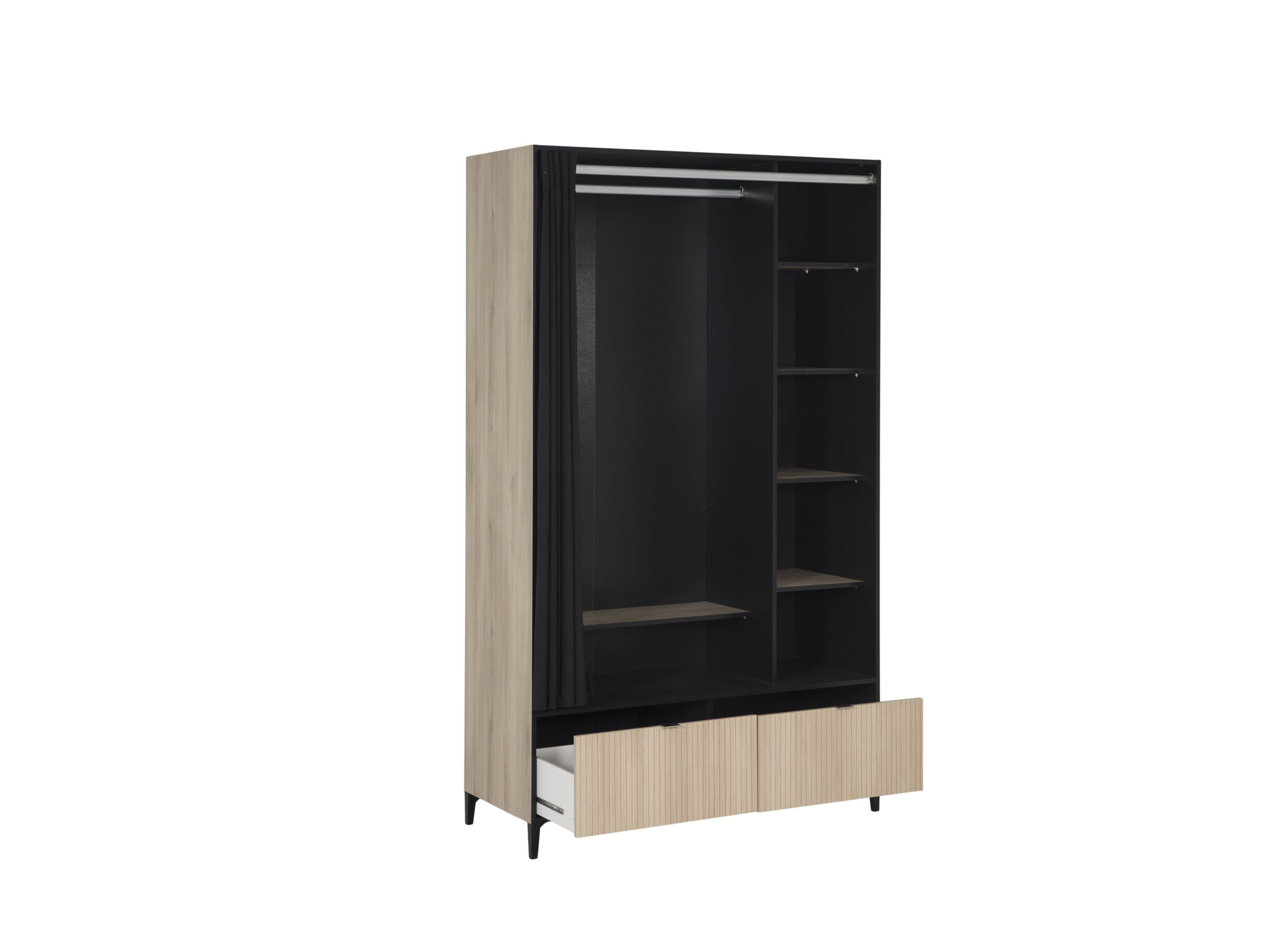 Disposition - Garde-robe Quotidien 122x53x216cm - décor - chêne kronberg & noir