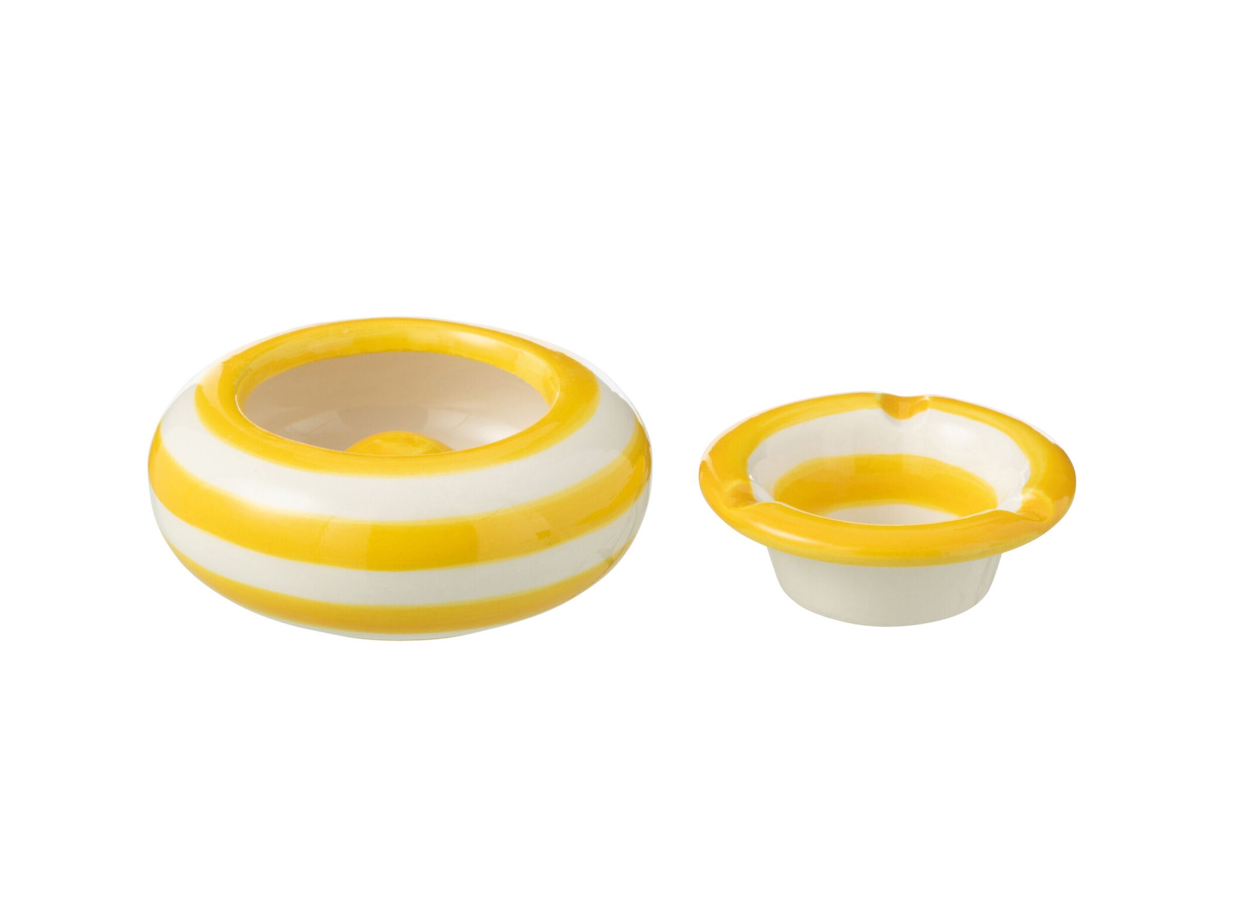 Photo ensemble - Cendrier Granada Ø11x5cm - céramique - blanc & jaune