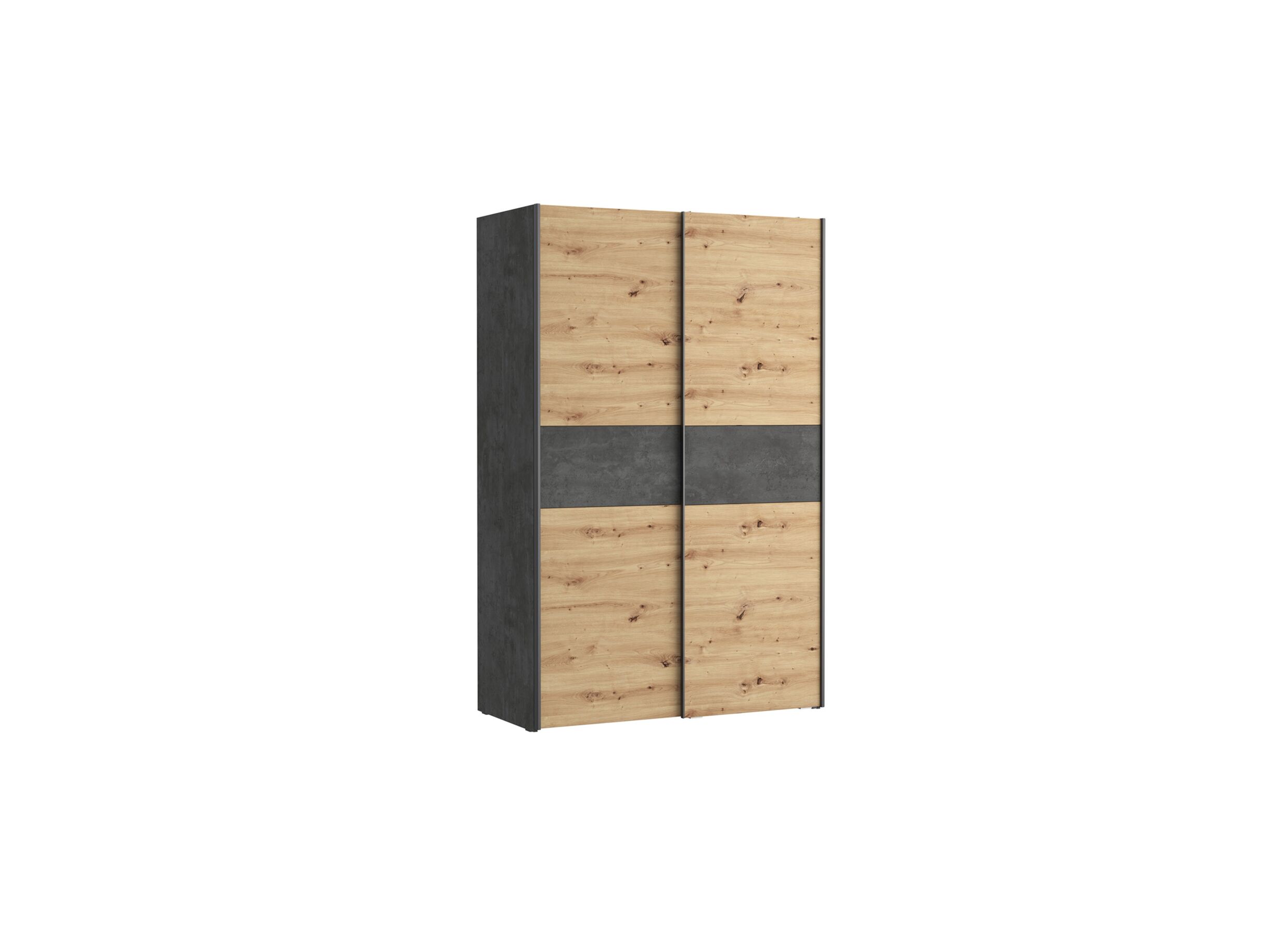 Armoire à portes coulissantes 120cm - Armoire à portes coulissantes Khanea 120cm - panneau décor - chêne artisanal/béton