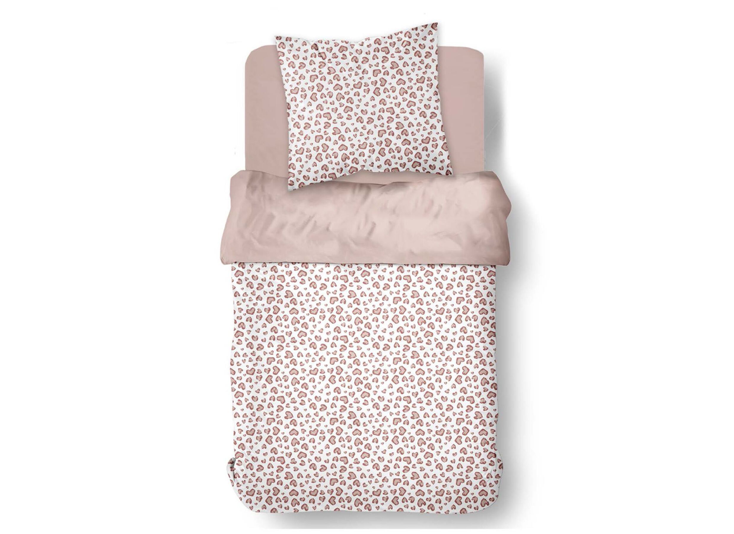 Dekbedovertrek Happy 140x200cm - katoen - roze - Housse de couette Happy 140x200cm - coton - rose