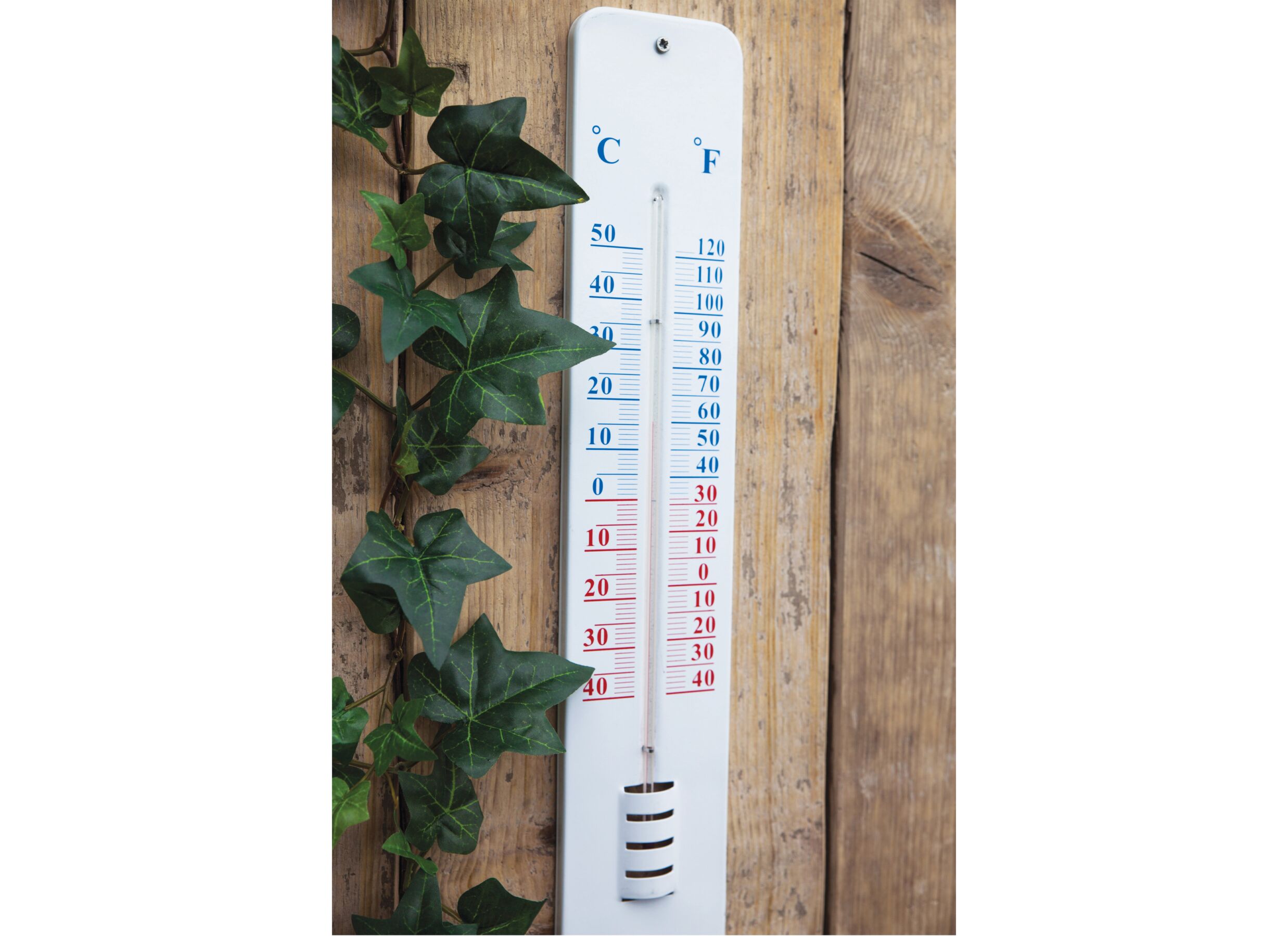 Sfeerfoto - Buitenthermometer H45cm - staal - wit