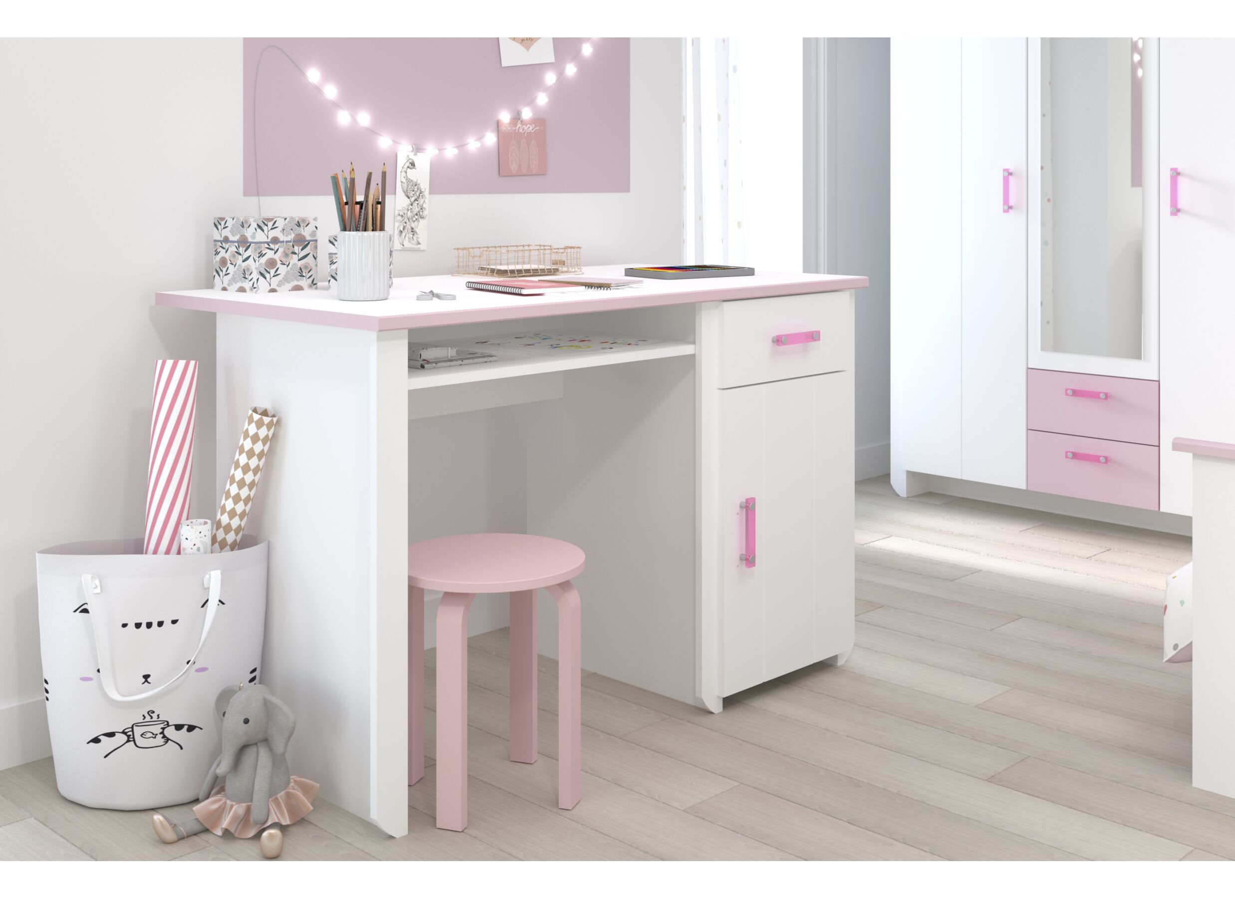 Bureau Biotiful 121x65cm - decor - wit & roze