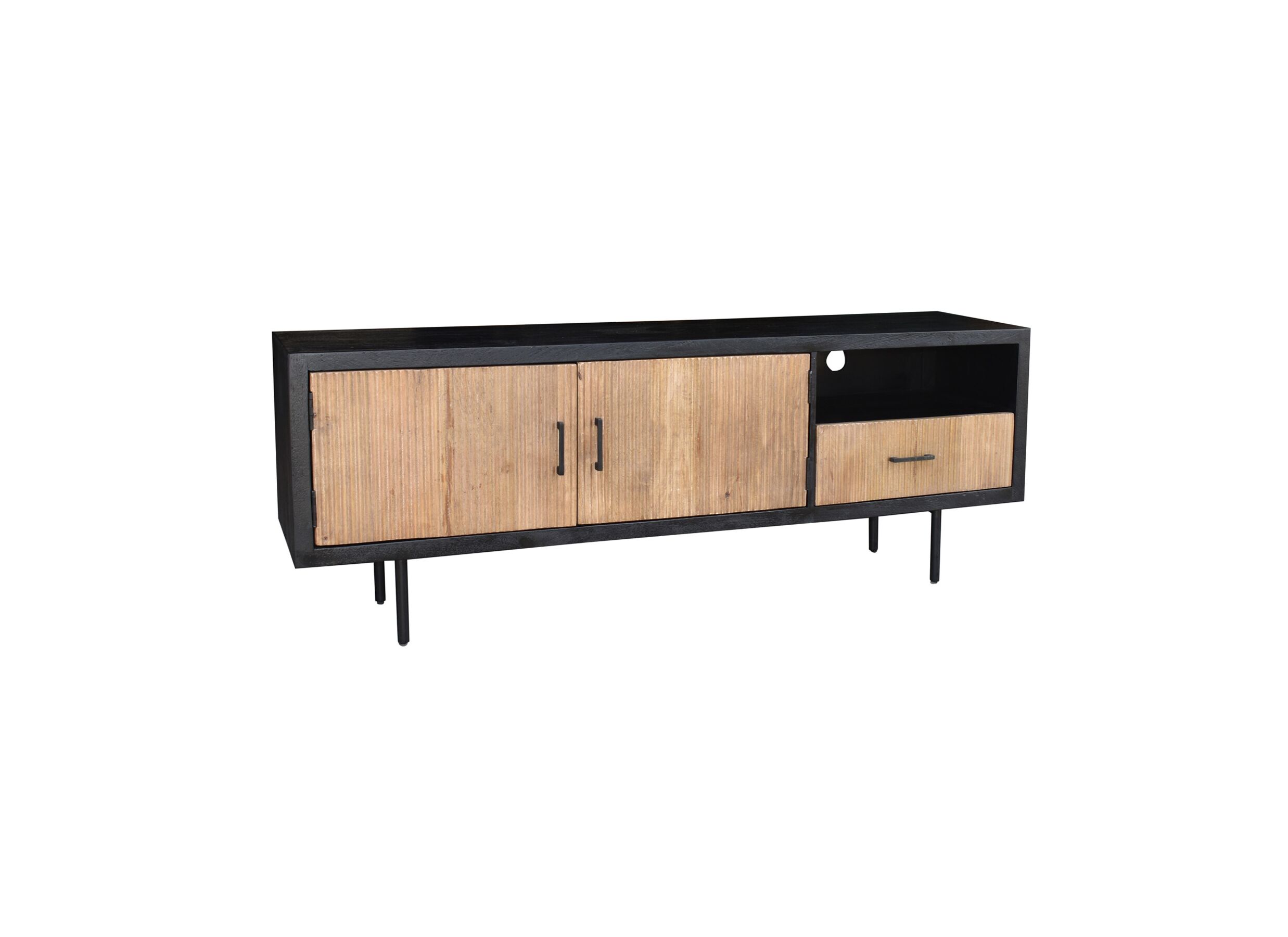 Meuble TV scandinave Lord bois massif métal 180cm - Meuble TV Lord 180cm - manguier massif & métal - naturel & noir