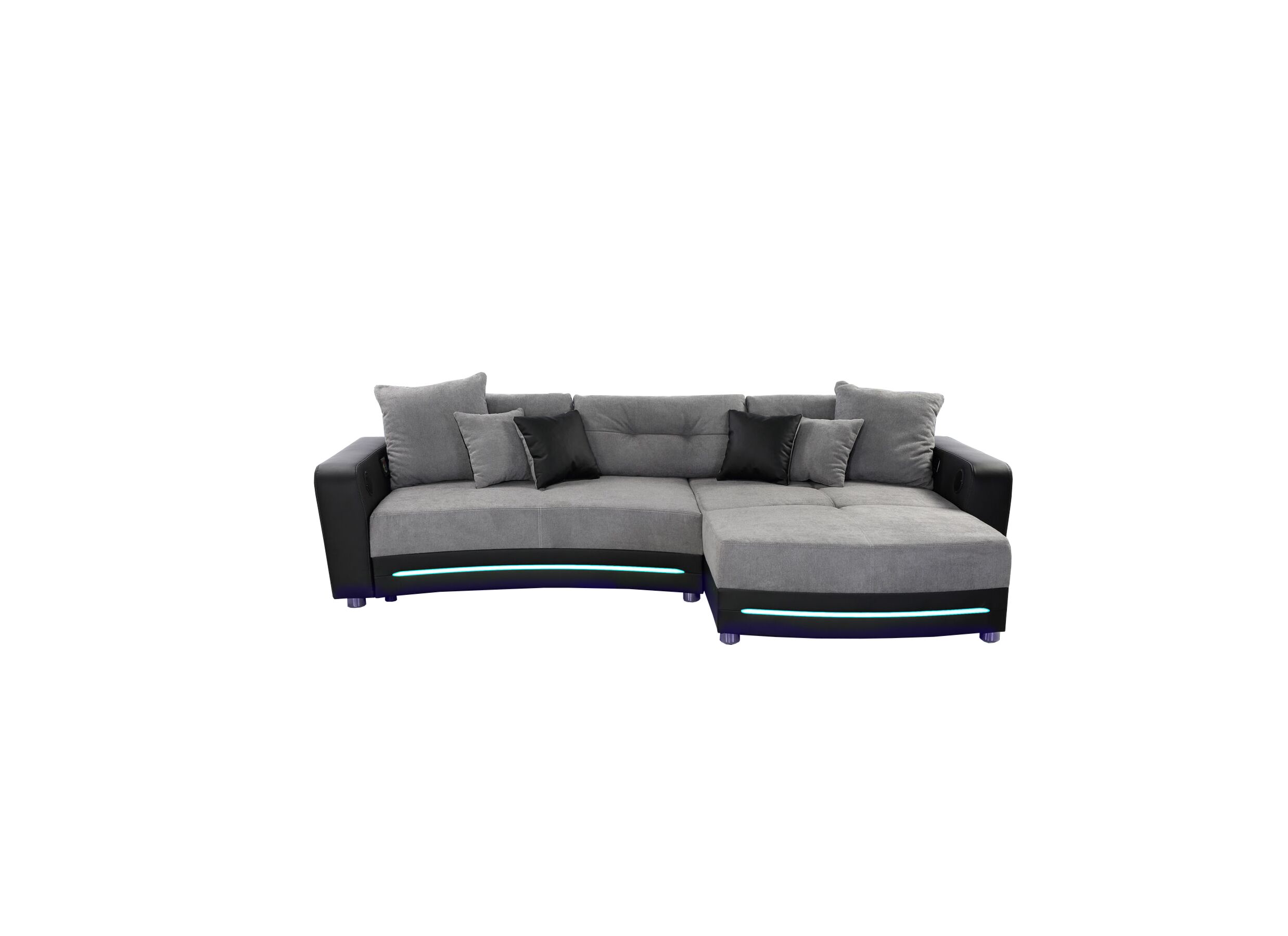Hoeksalon Laredo 322x190cm - lederlook/stof - zwart grijs met LED-verlichting