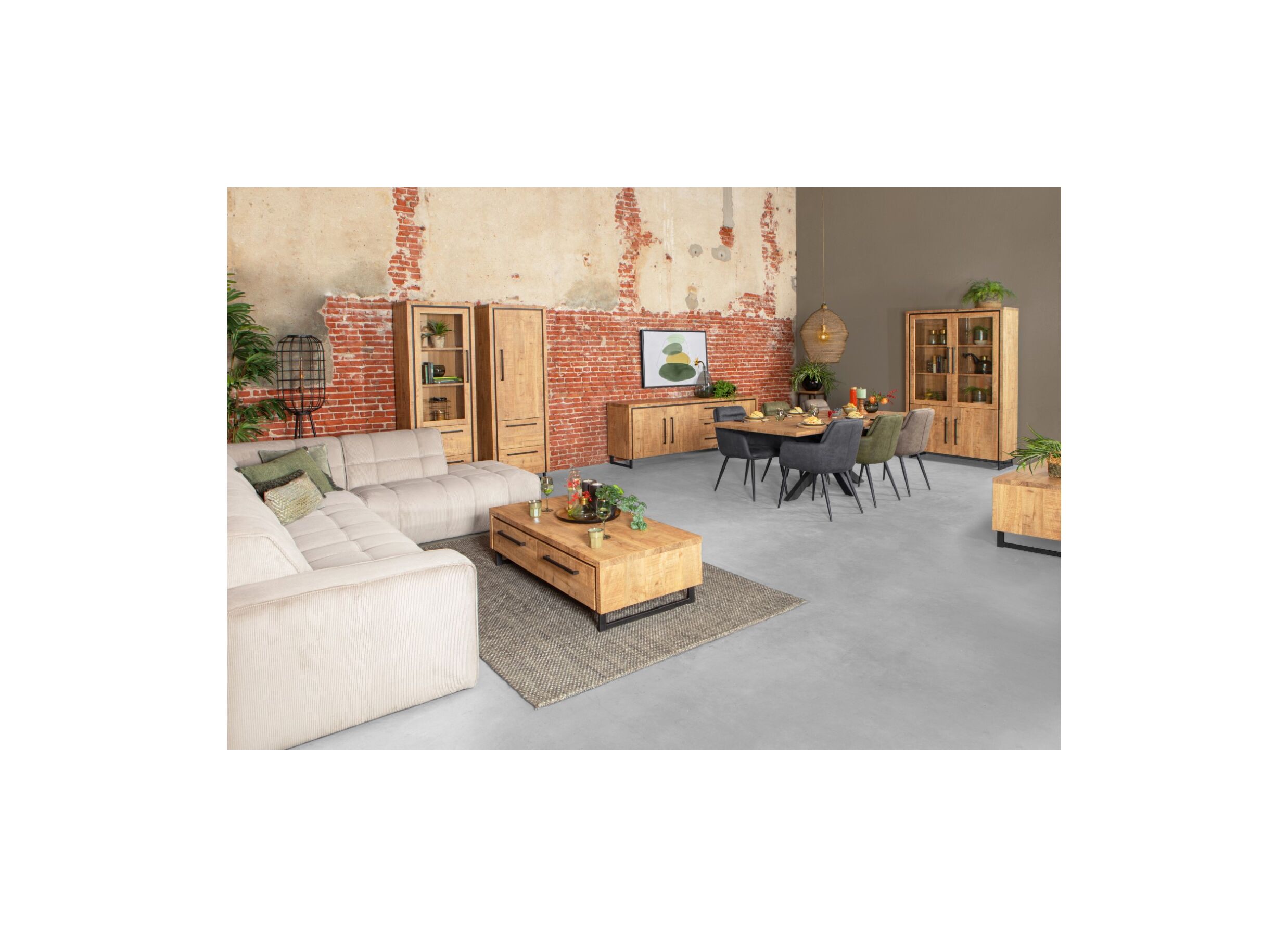 Photo ensemble - Table basse Rimini 135x67cm - lamulux - mangue avec rangement