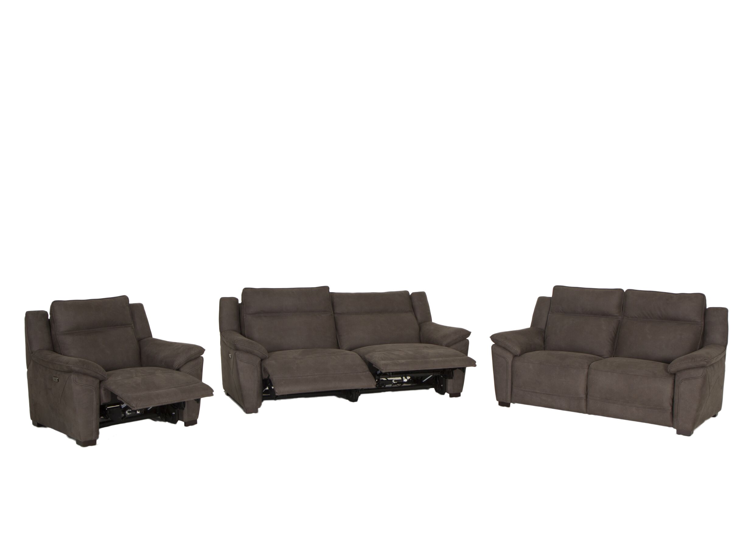 Zetel Globe 3+2+1-zit - stof - bruingrijs met relax