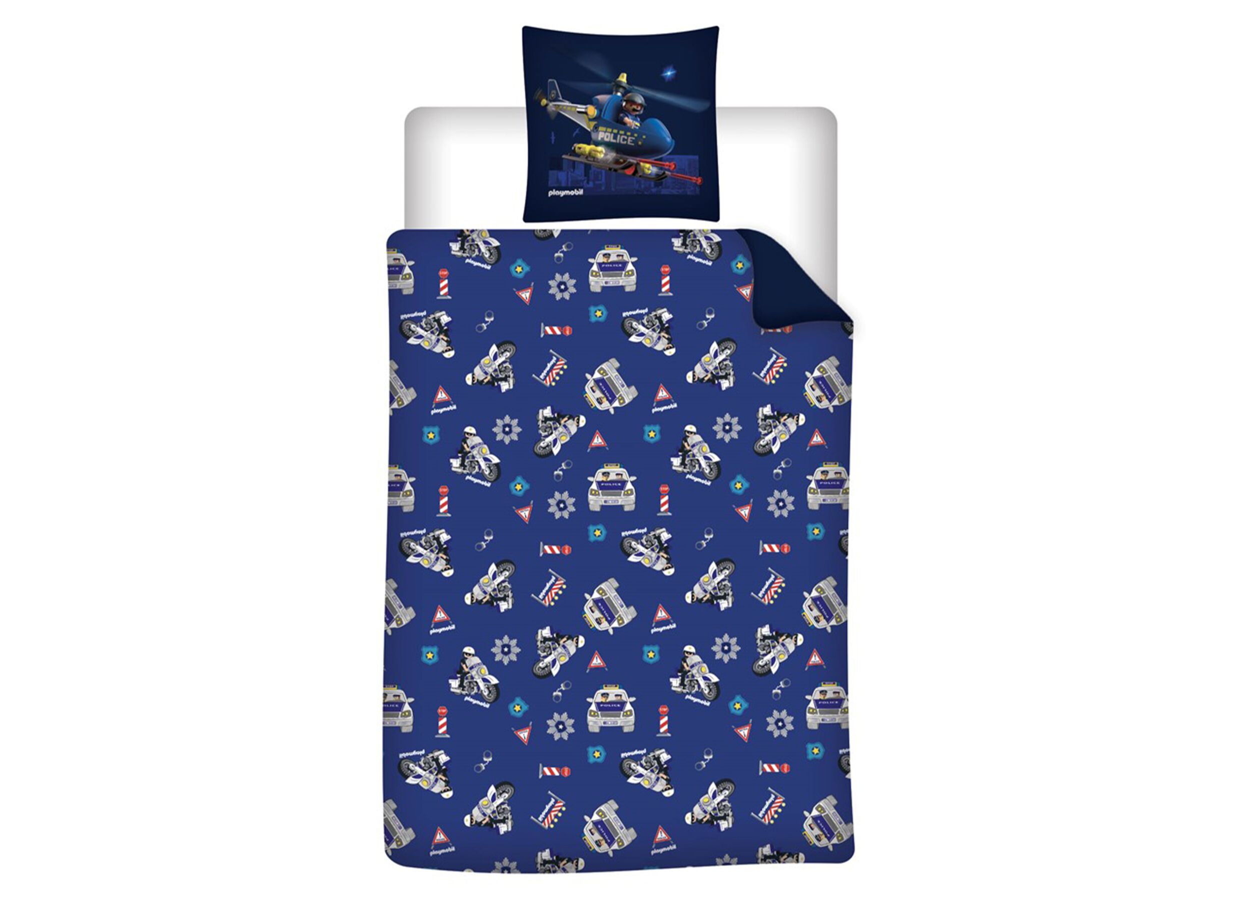 Aperçu - Housse de couette Playmobil 140x200cm - polycoton - bleu
