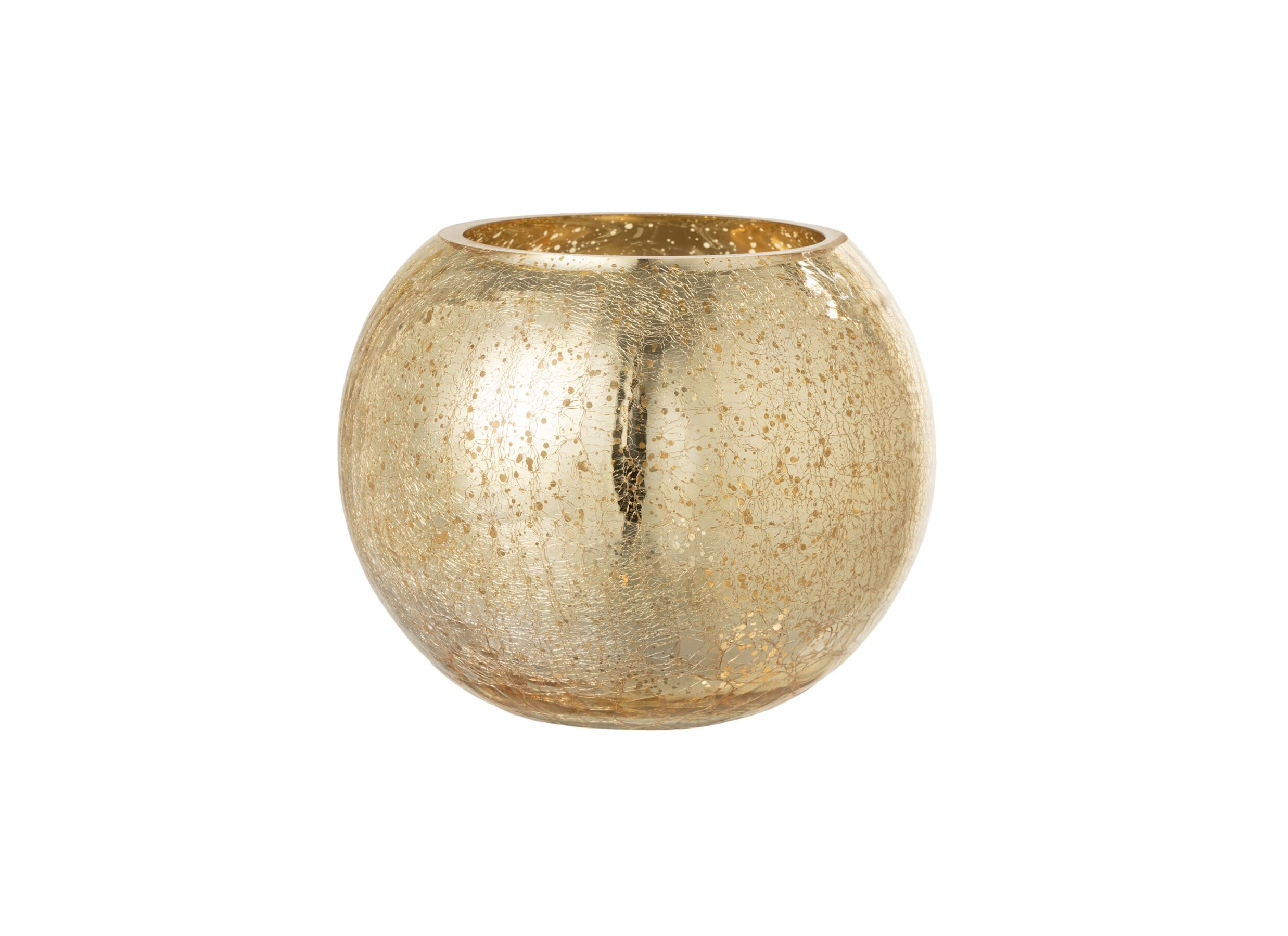 Hoofdfoto - Windlicht Bol craquele effect H16cm - glas - goud