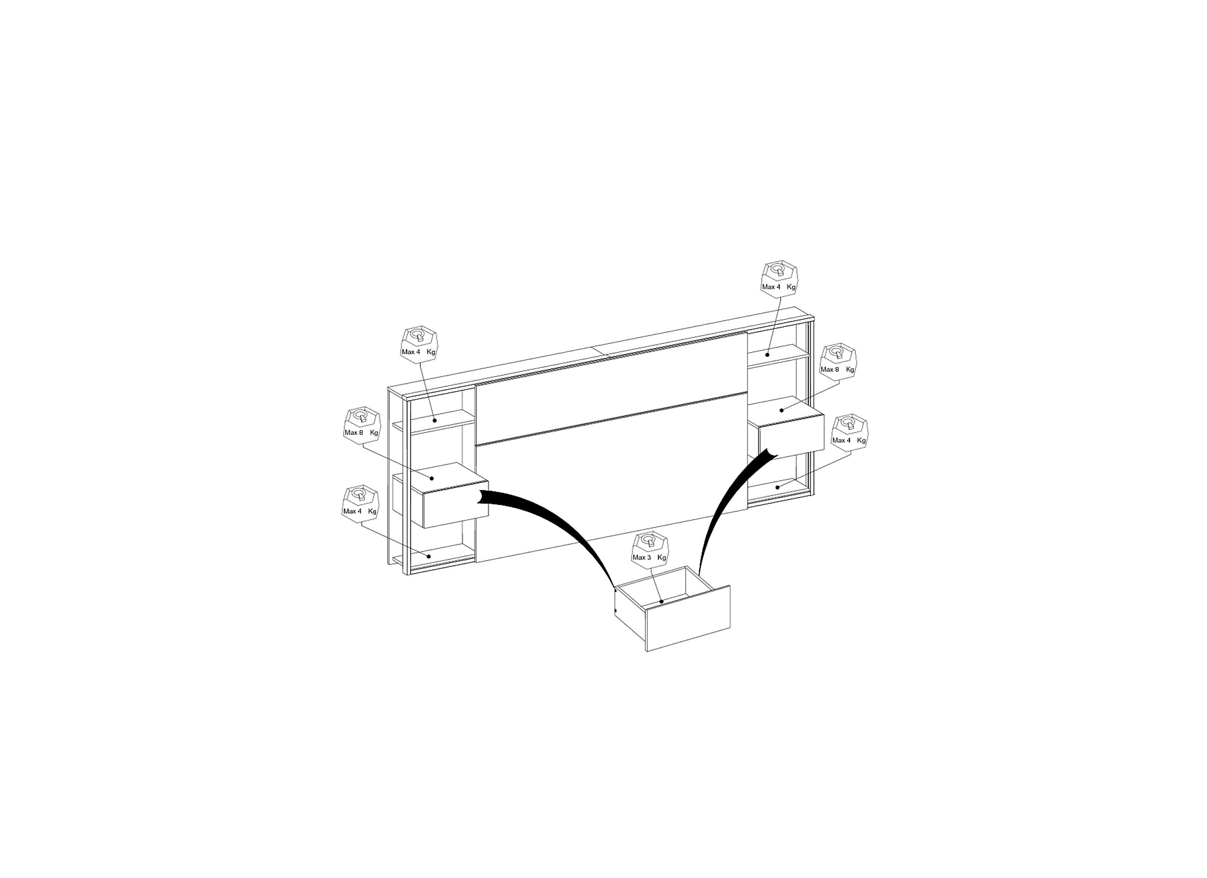 Afmetingen - Hoofdbord Stamp 256cm