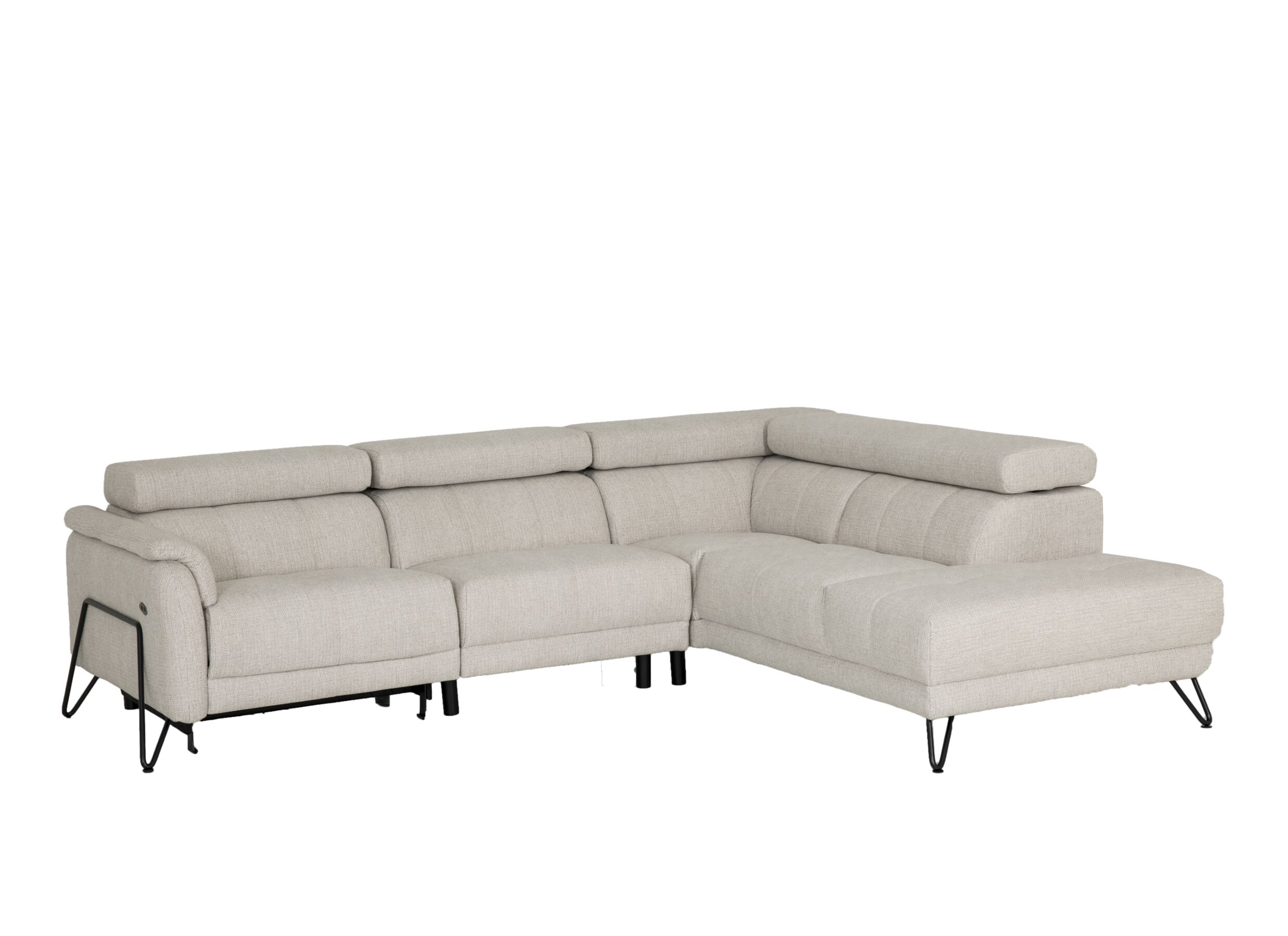 Plus Important - Canapé d'angle Oltens 281x228cm - tissu - beige avec relax