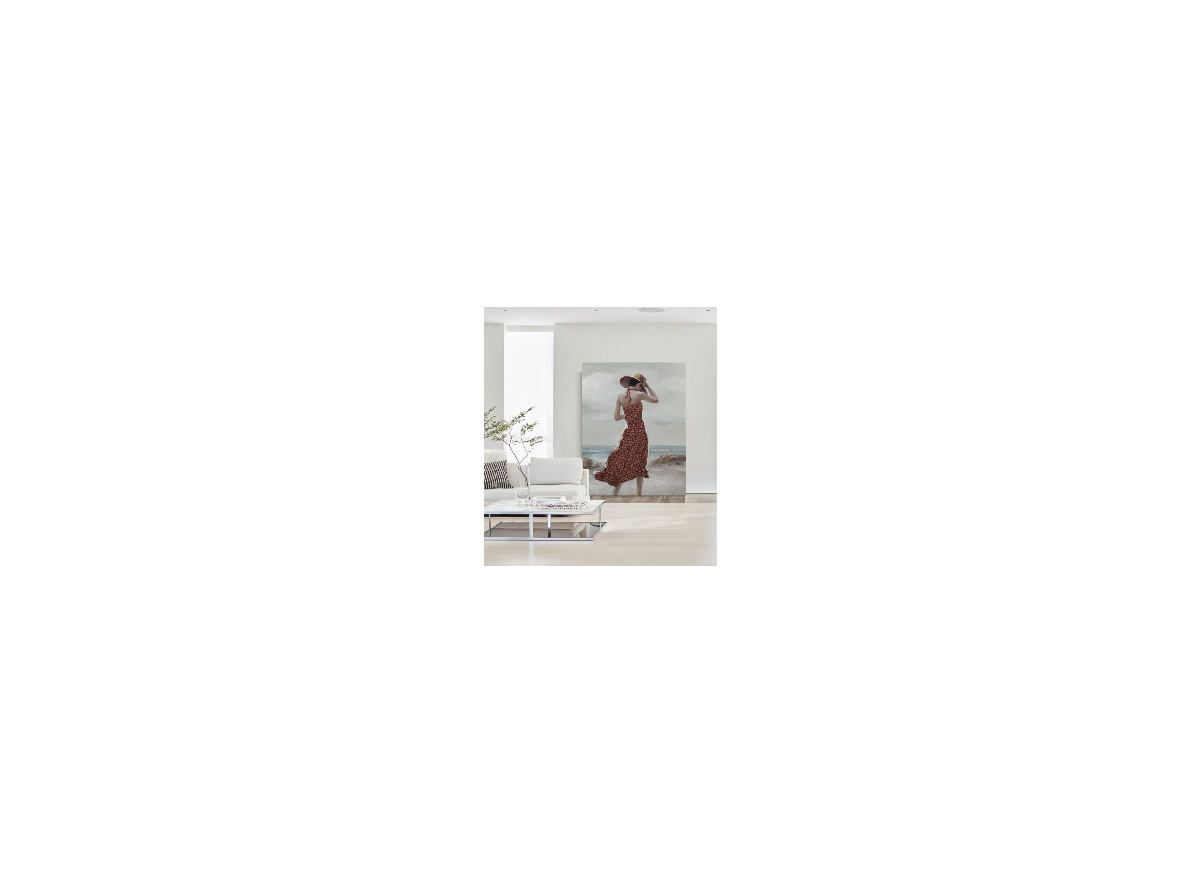 Sfeerfoto - Schilderij op canvas Lady In Red 90x120cm