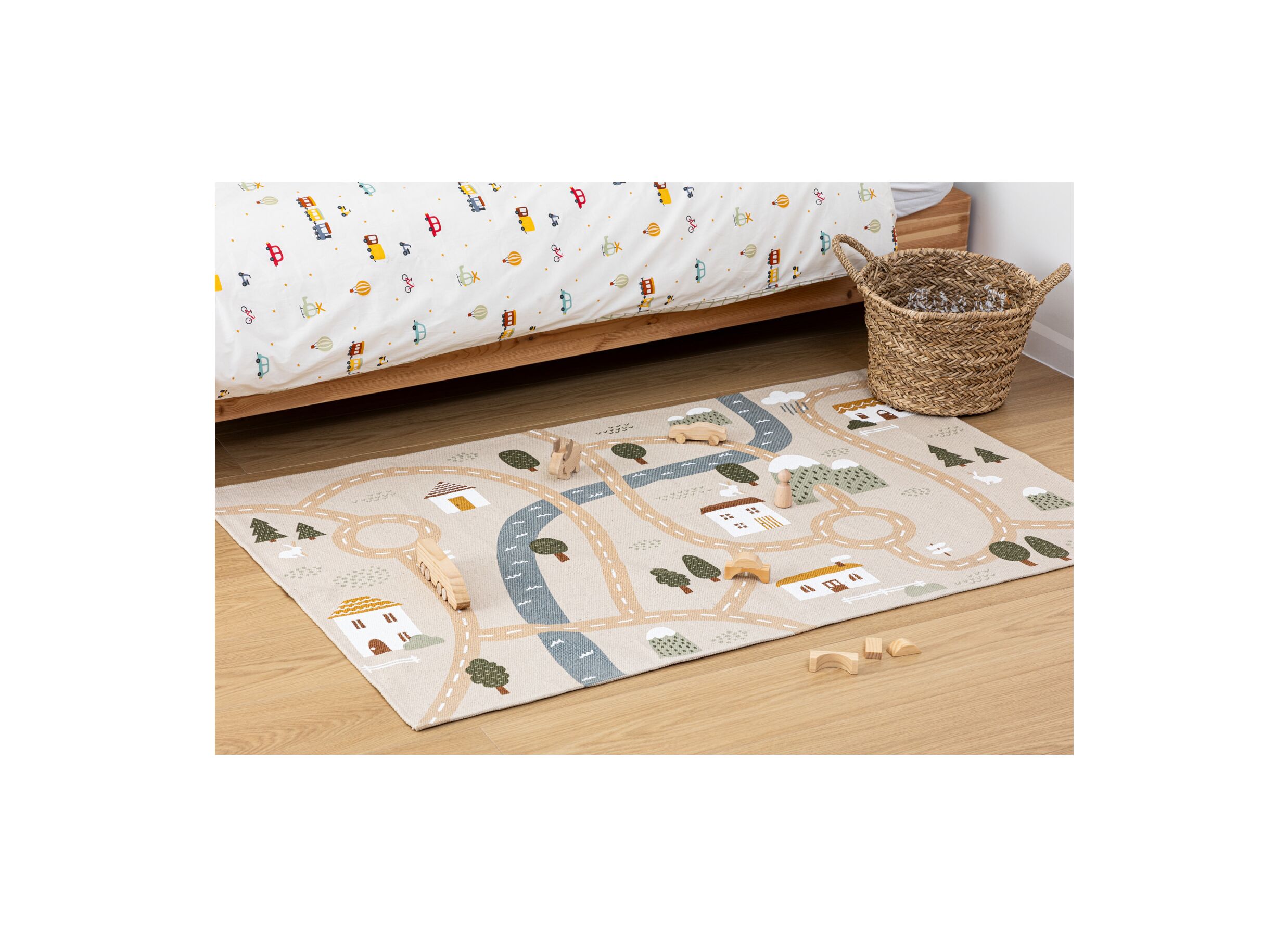 Sfeerfoto - Kindertapijt Route 150x100cm - katoen - multicolor
