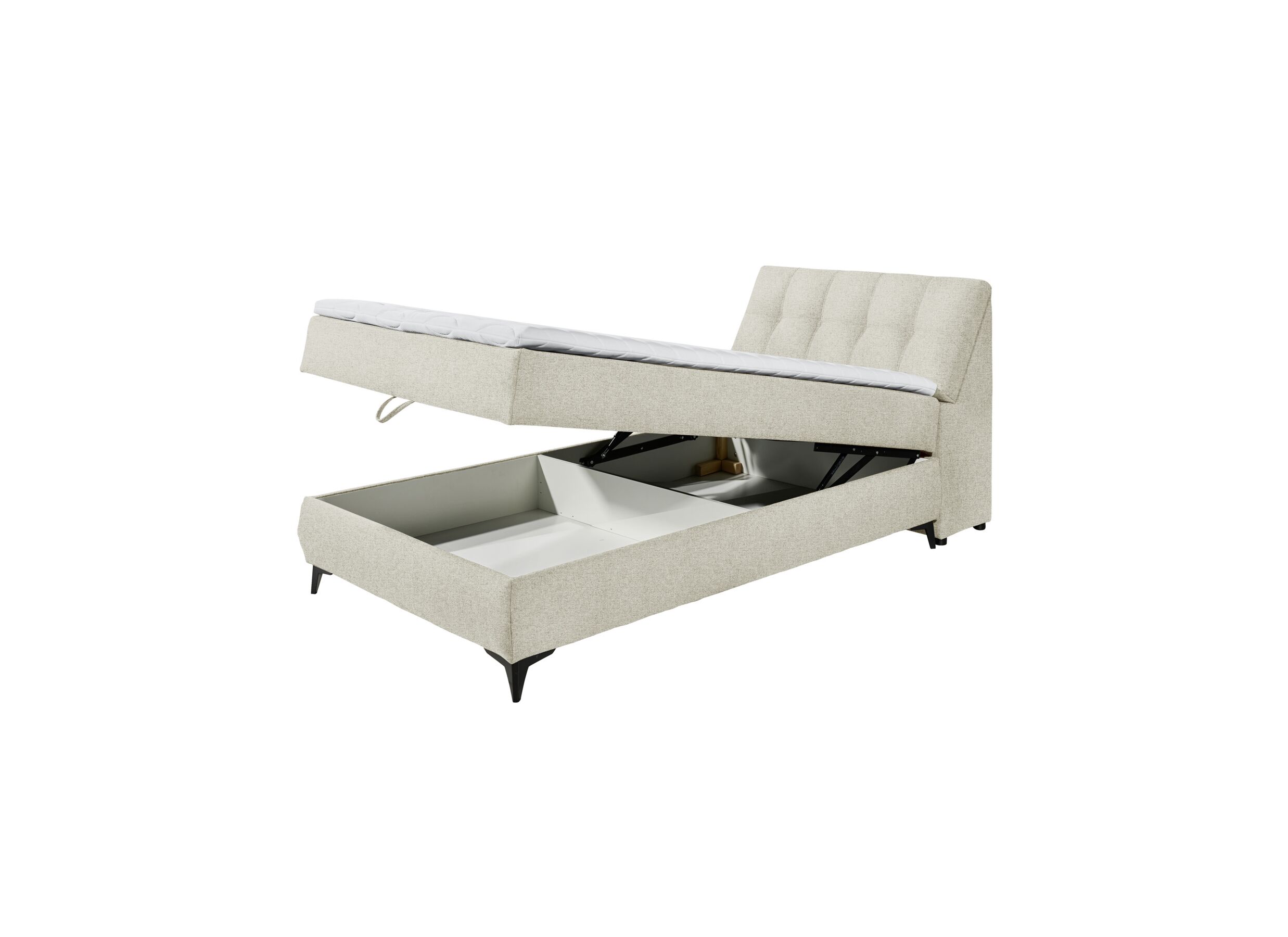 Disposition - Lit box Atlantis 120x200cm avec rangement tissu ivoire