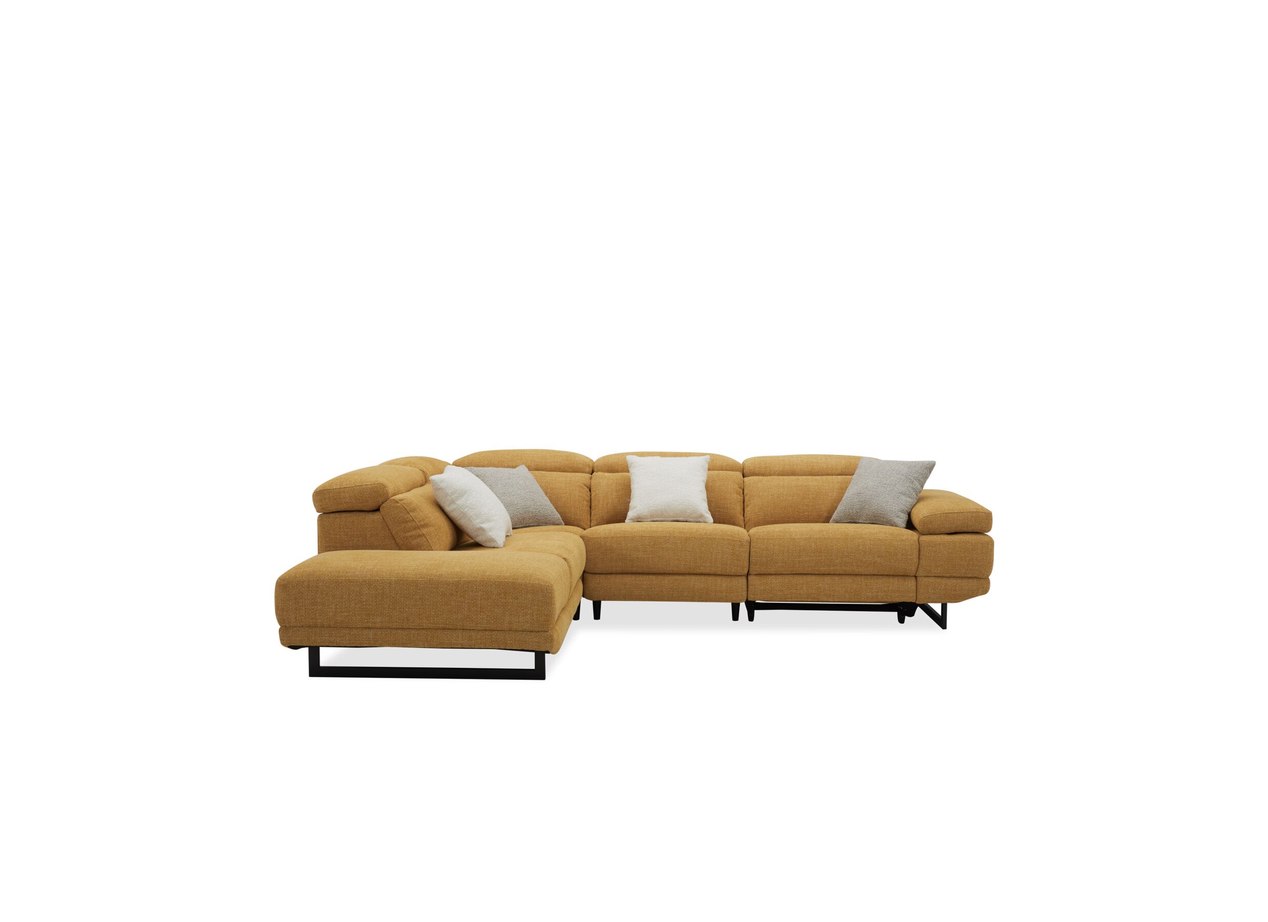 Overzichtsfoto - Hoeksalon Exeter 299x240cm - stof - chacha geel met relax