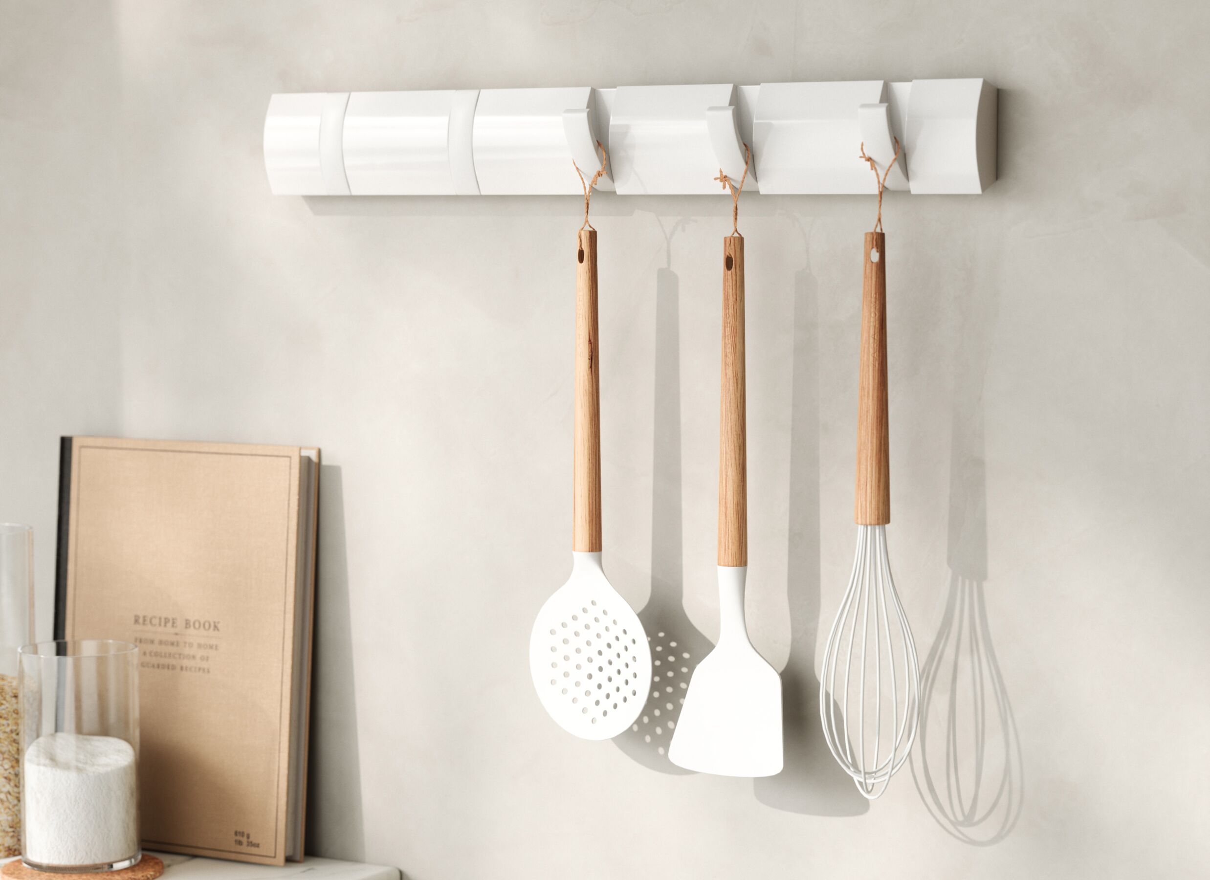 Sfeerfoto - Kapstok Flip 51x3,8x7cm - hout & metaal - wit