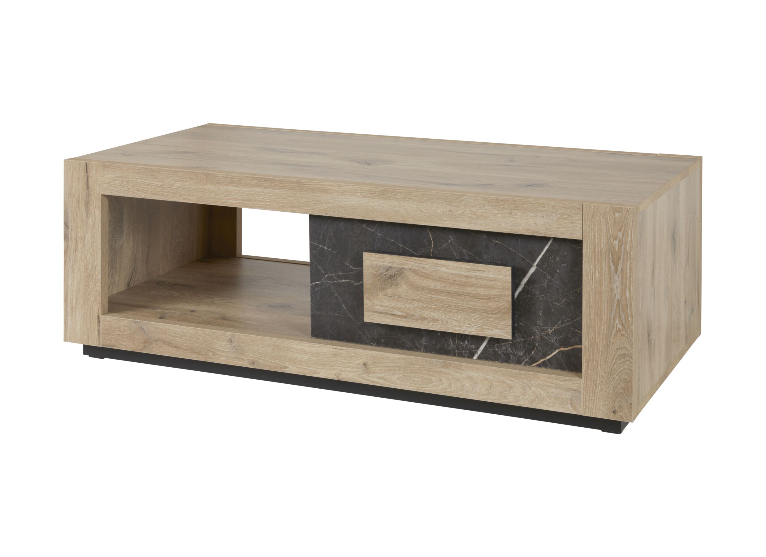 Plus Important - Table basse Sacha 130x65cm - mélamine - canyon oak & marble