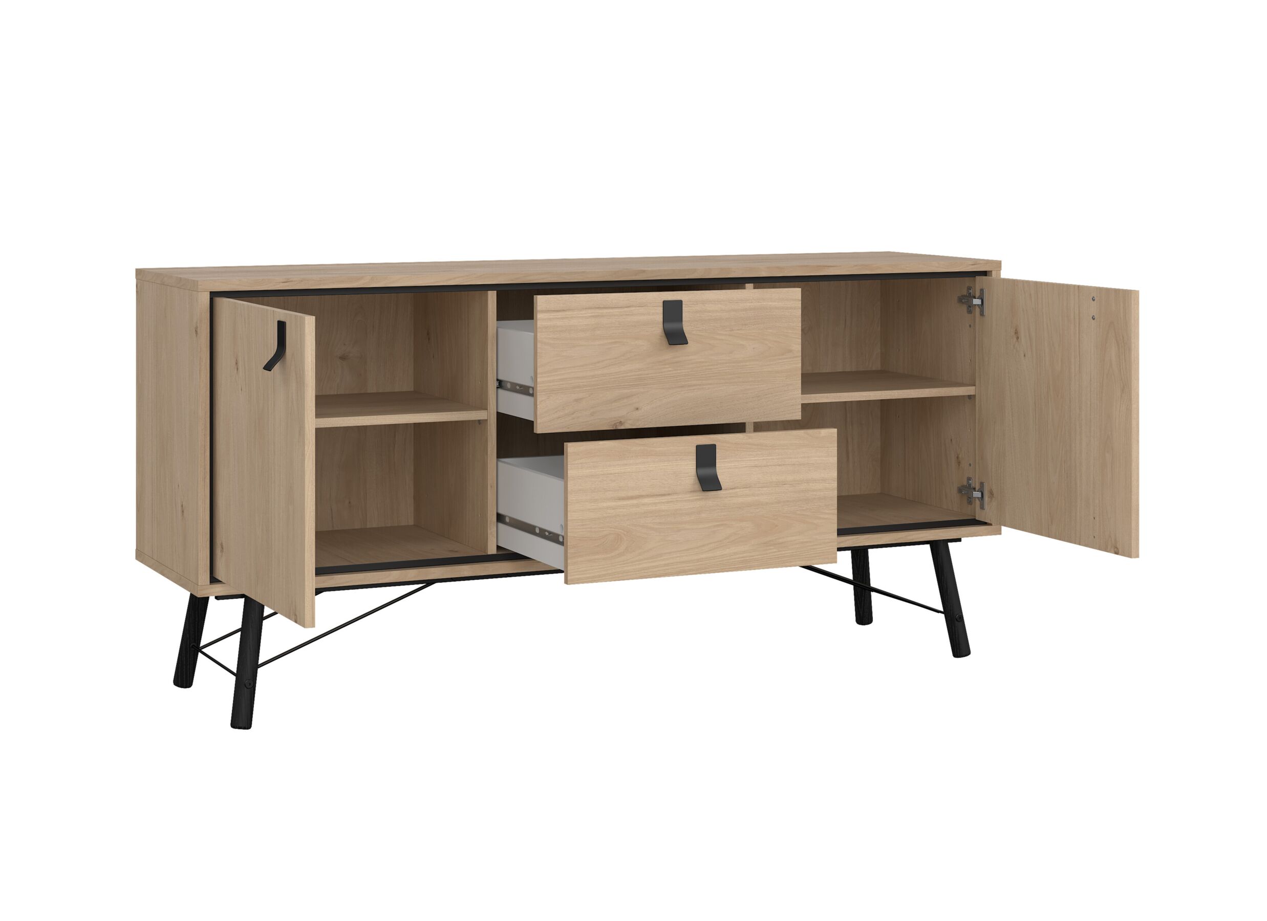 Disposition - Buffet Ry 151cm - panneau décor - marron & noir