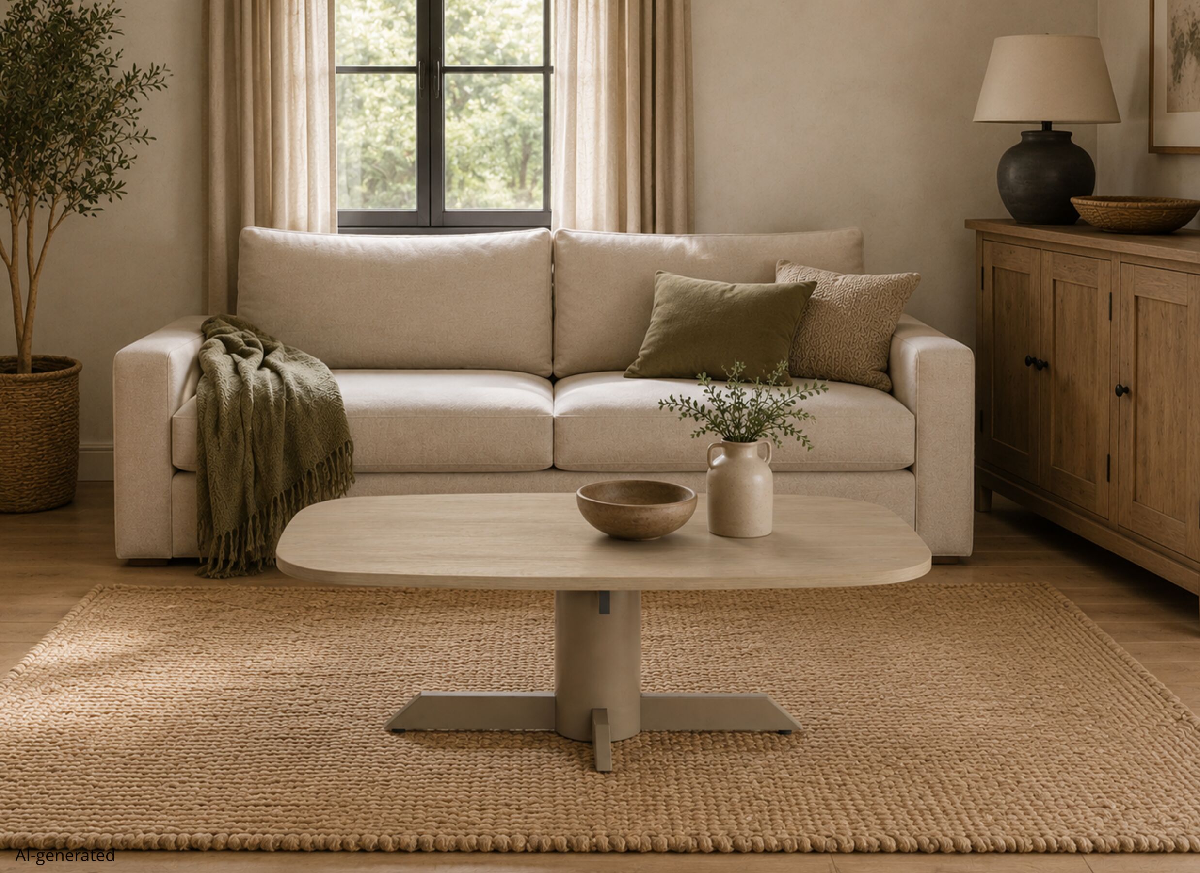 AI Generated - Table basse Ravello 135x68cm - décor - brushed sand oak nature