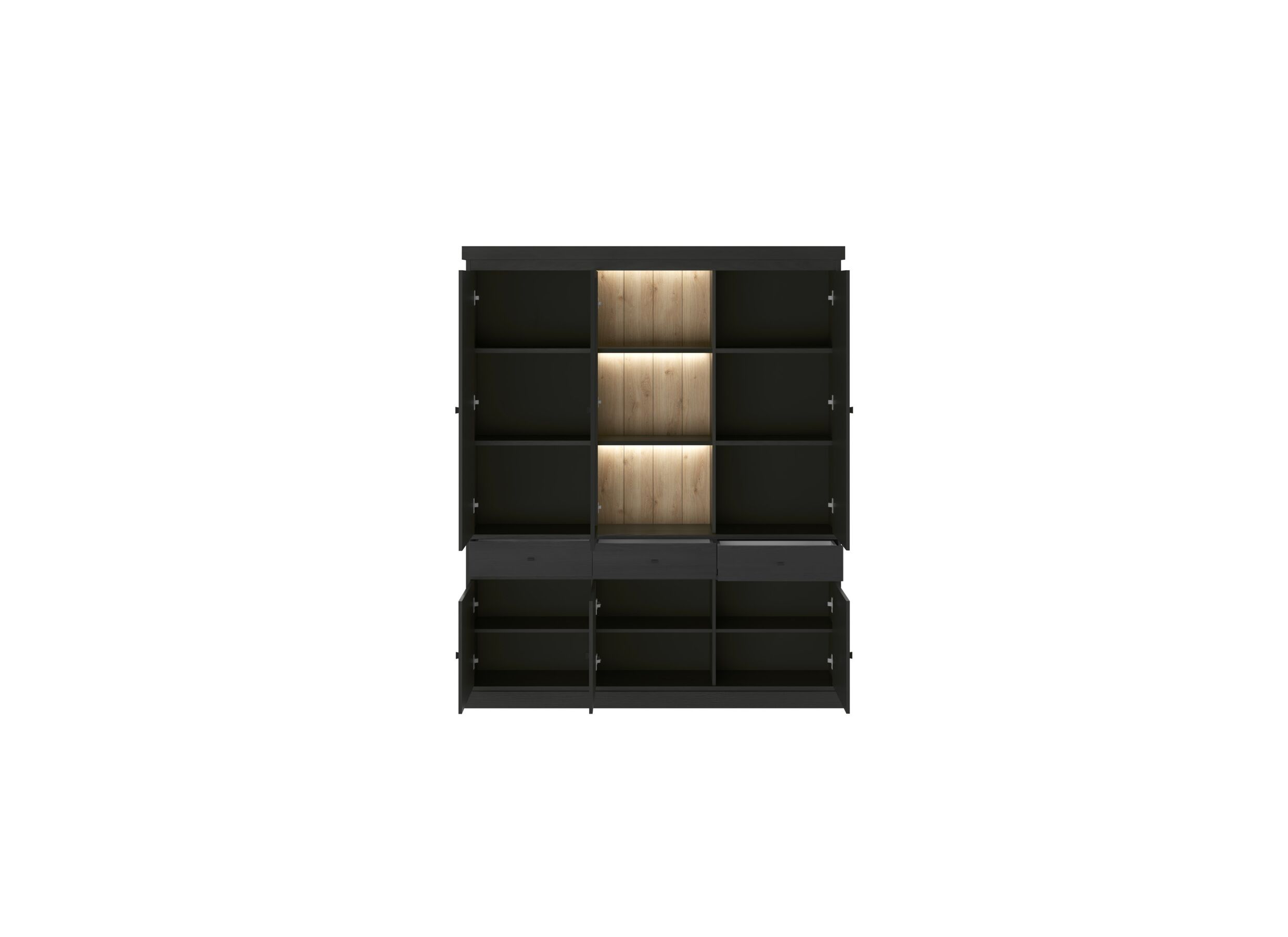 Vitrinekast Valencia 182cm - decor - zwarte eik